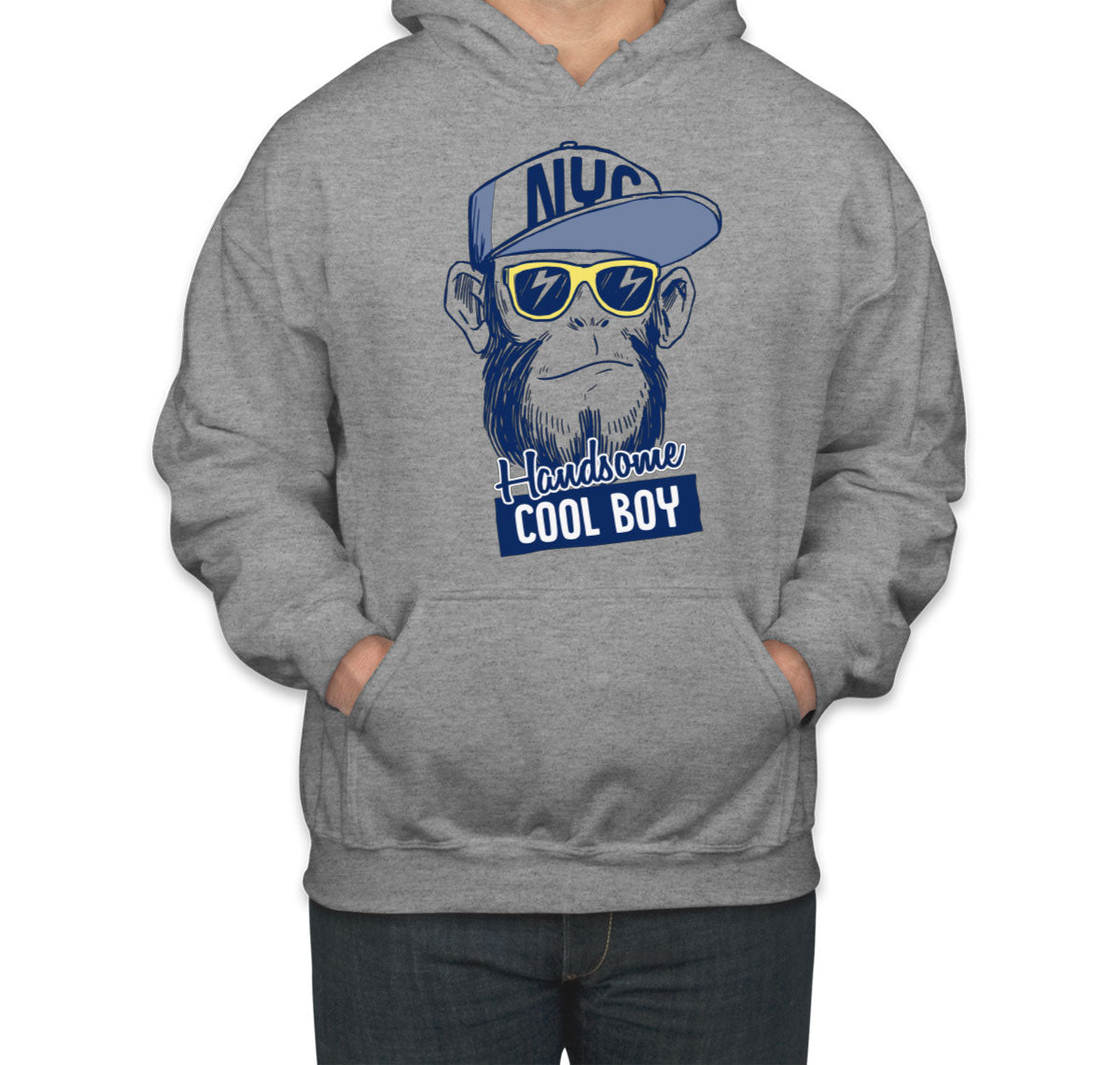Handsome Cool Boy NYC Monkey Unisex Hoodie