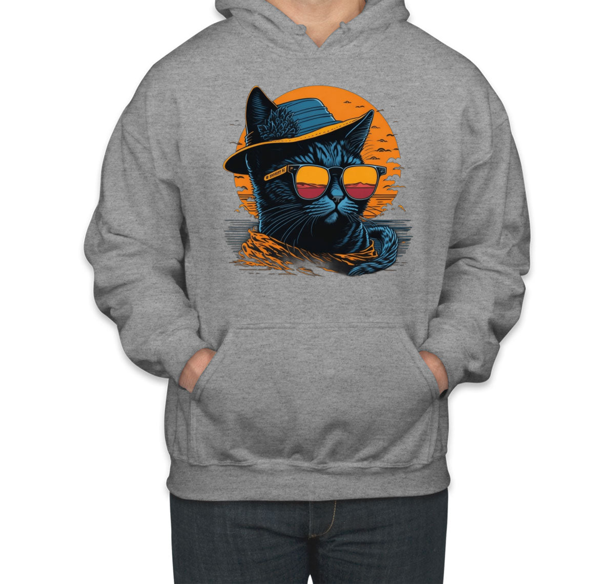 Cool Cat With Hat And Sunglasses Unisex Hoodie