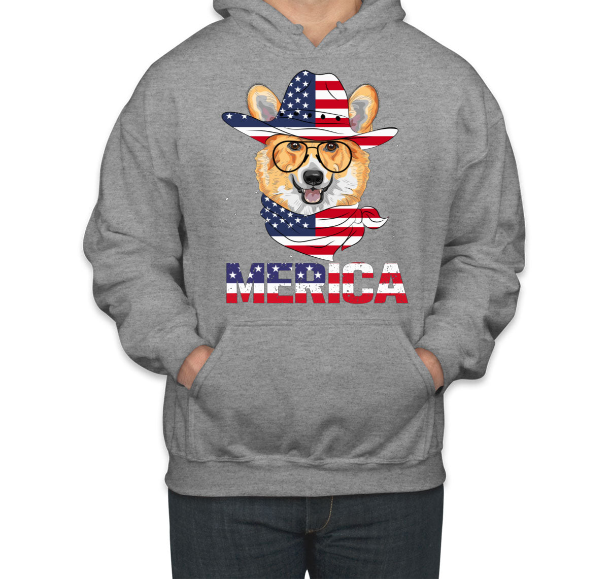 Corgi Merica Patriotic Unisex Hoodie