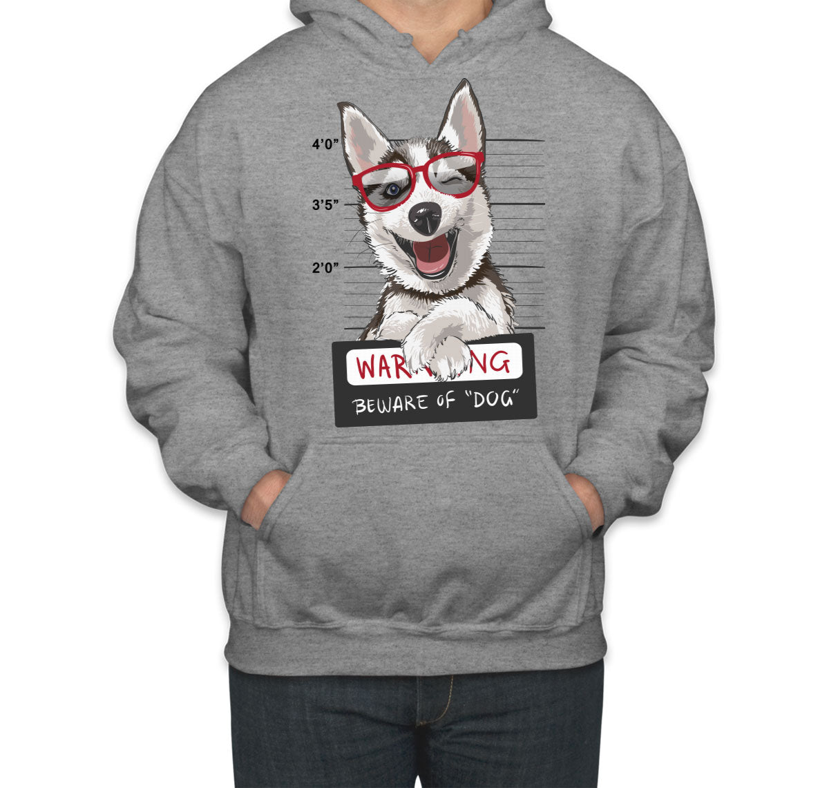 Happy Husky Dog Mugshot Unisex Hoodie