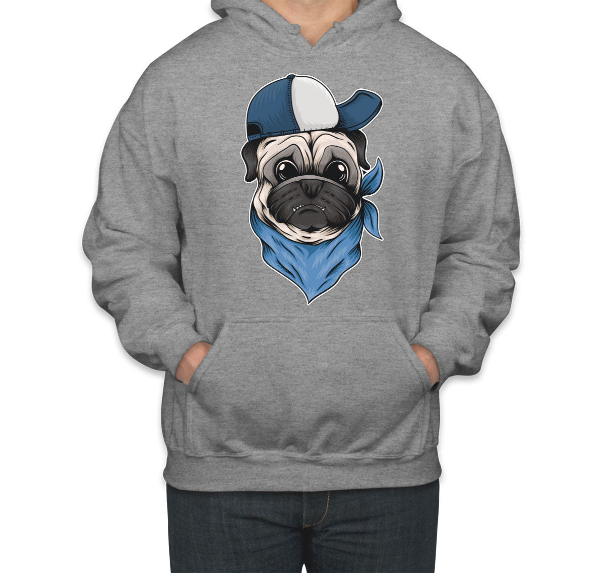 Pug Dog With Hat And Bandana Unisex Hoodie