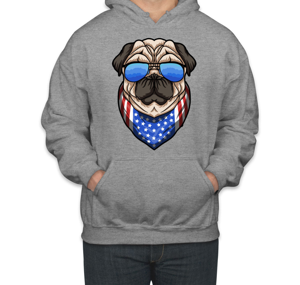 Pug Dog With Sunglasses And Bandana Unisex Hoodie
