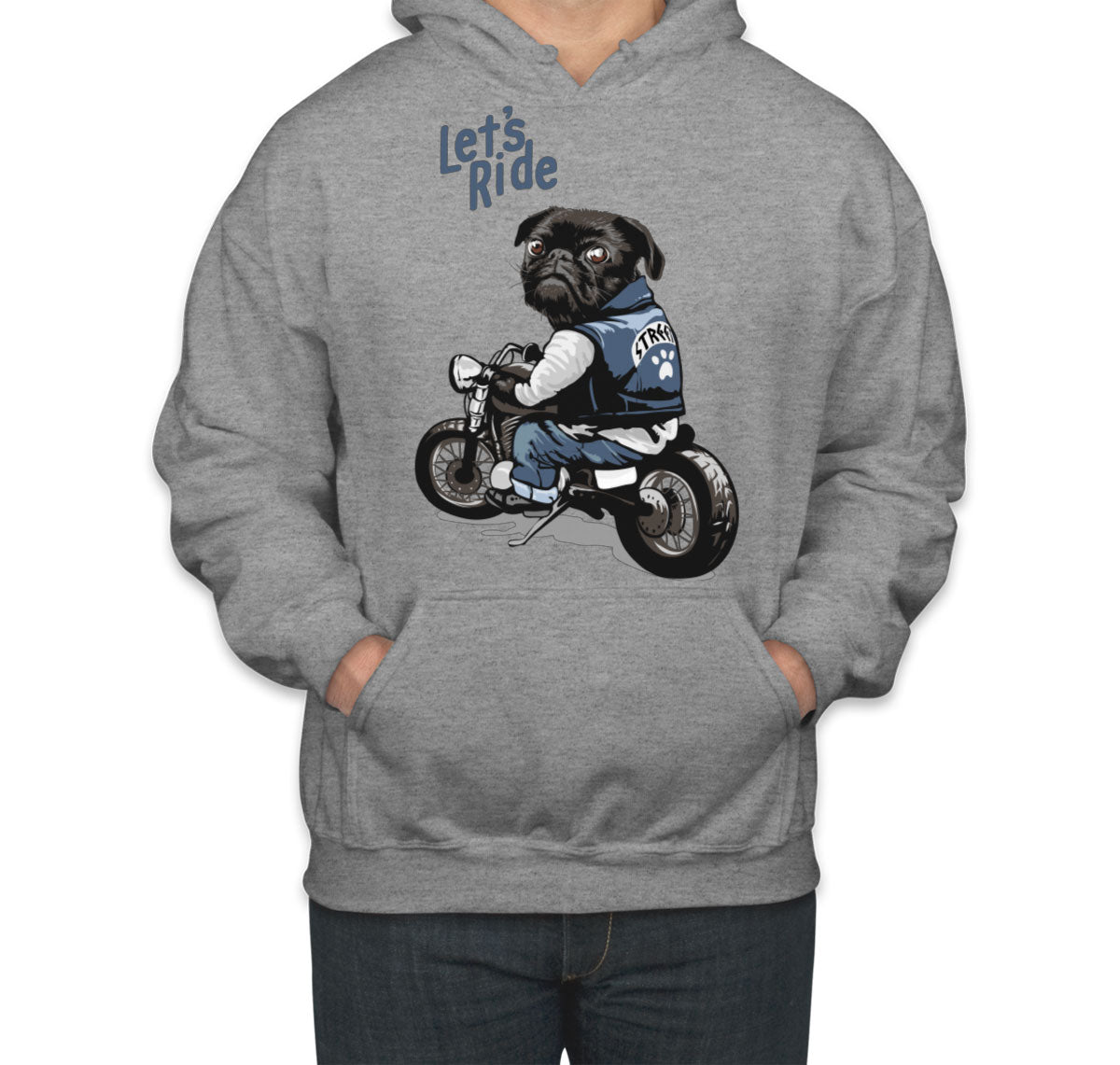 Pug Dog Riding Motorcycle Unisex Hoodie