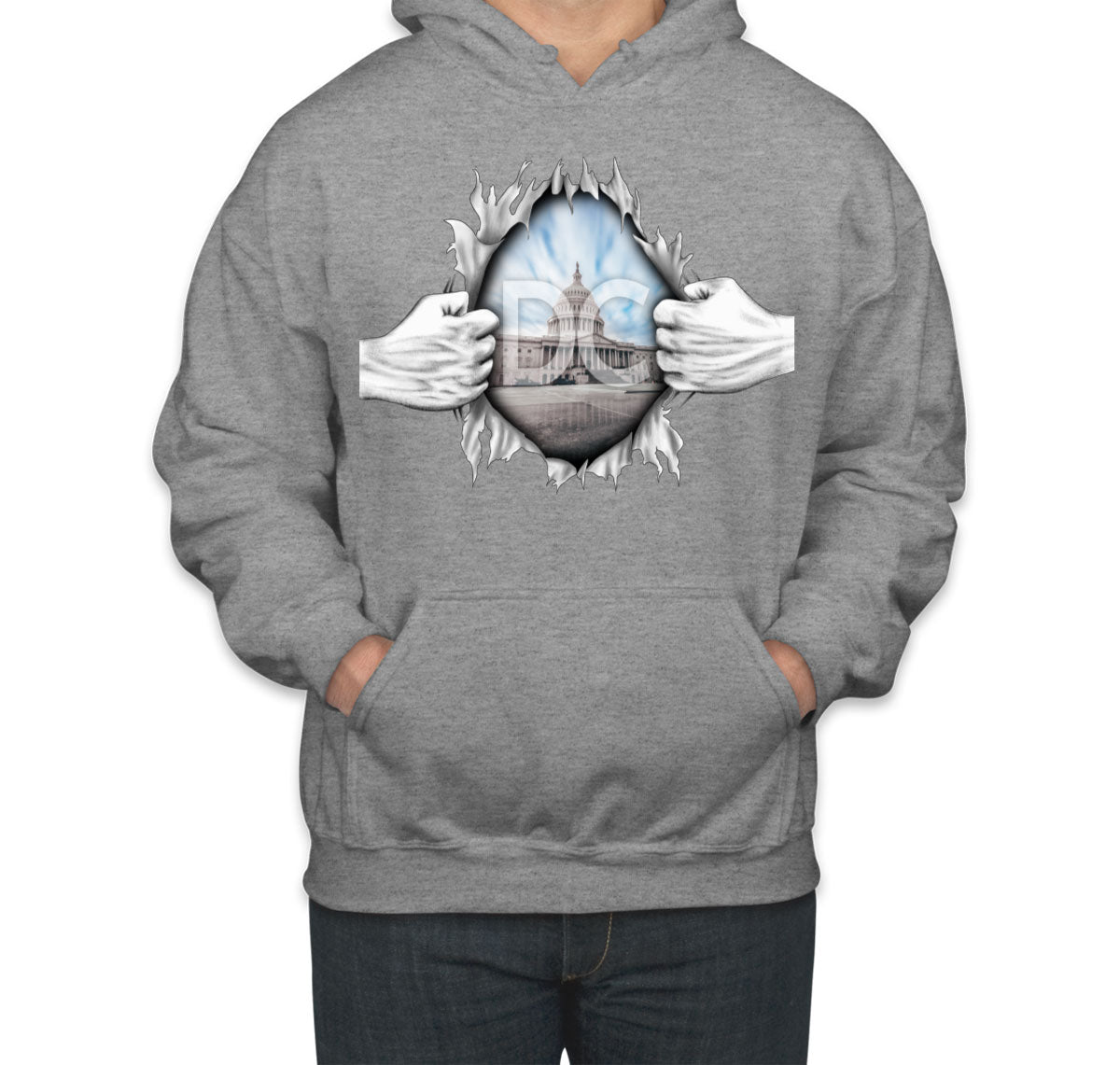 Ripping Open Shirt Washington DC Unisex Hoodie