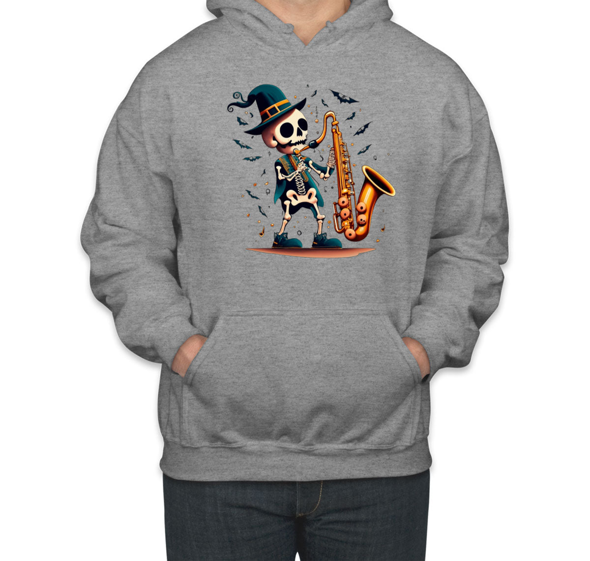 Skeleton Playing Saxophone Unisex Hoodie