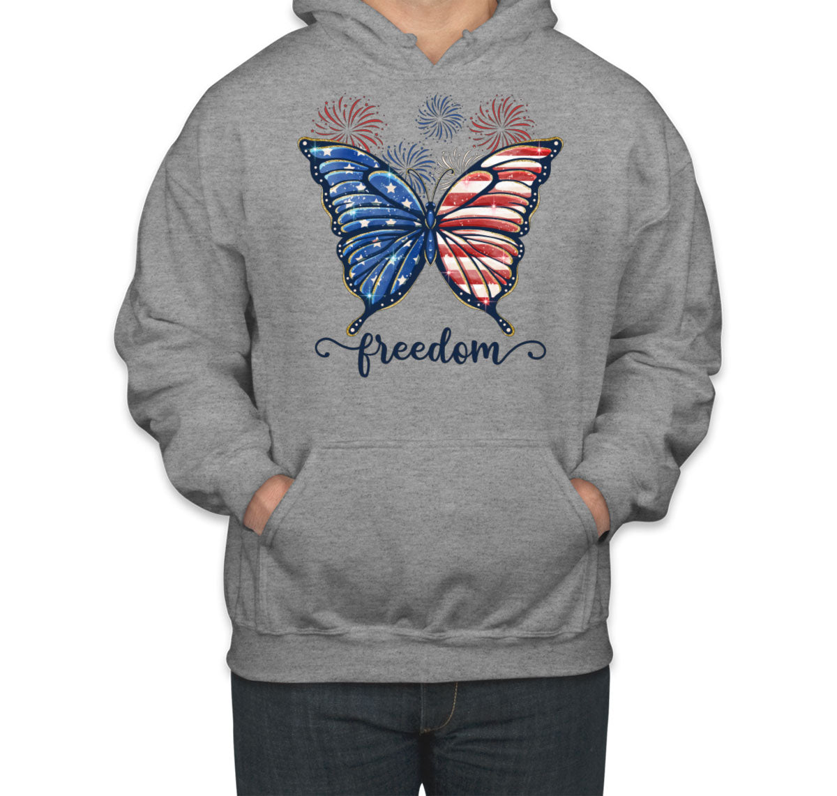 Freedom Butterfly USA Patriotic Unisex Hoodie
