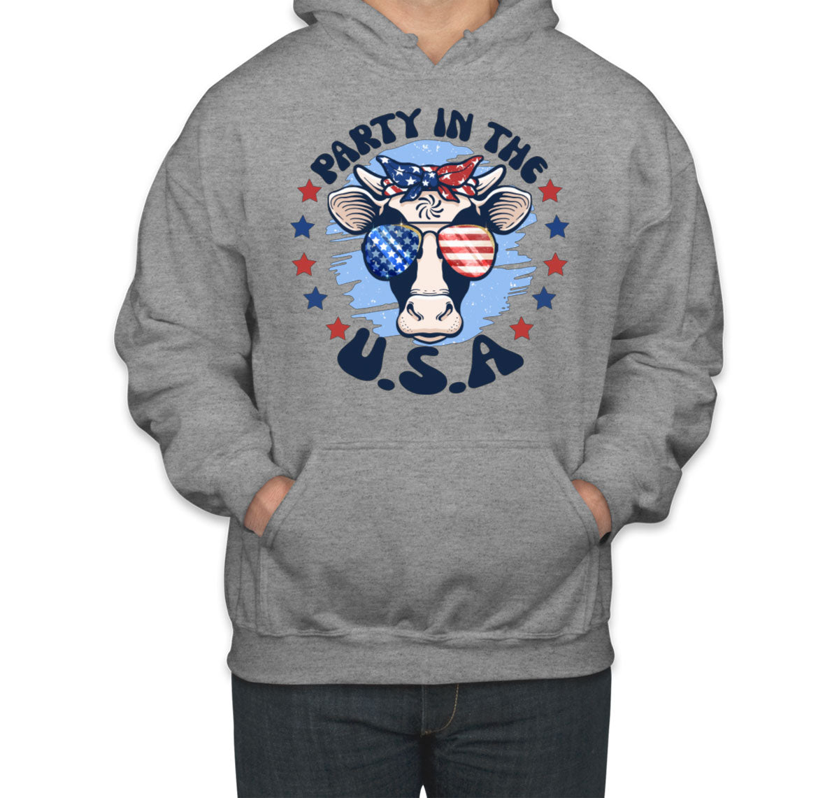 Party In The USA Patriotic American Cow Unisex Hoodie