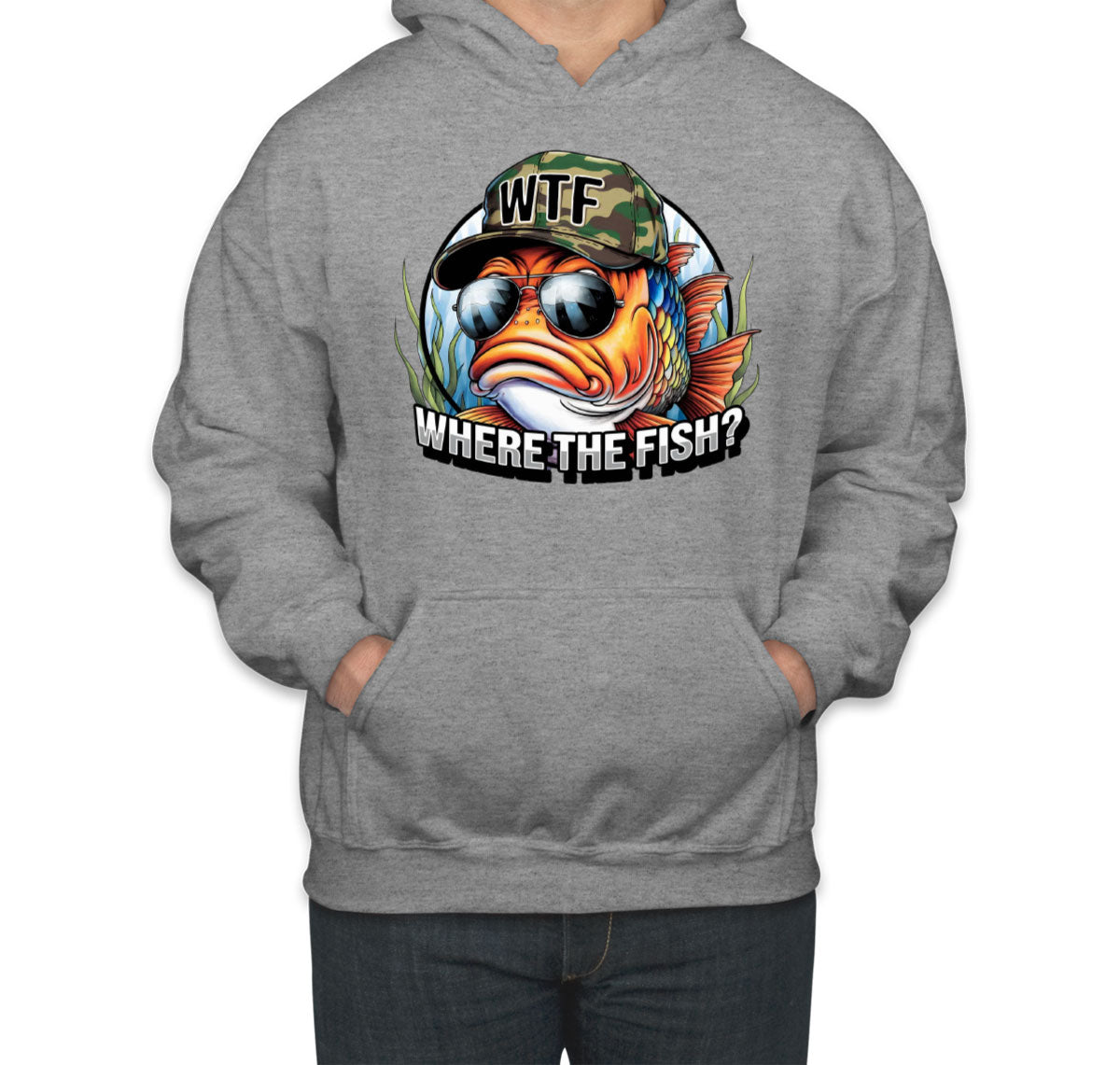 WTF Where The Fish Hunting Bass Fishing Unisex Hoodie