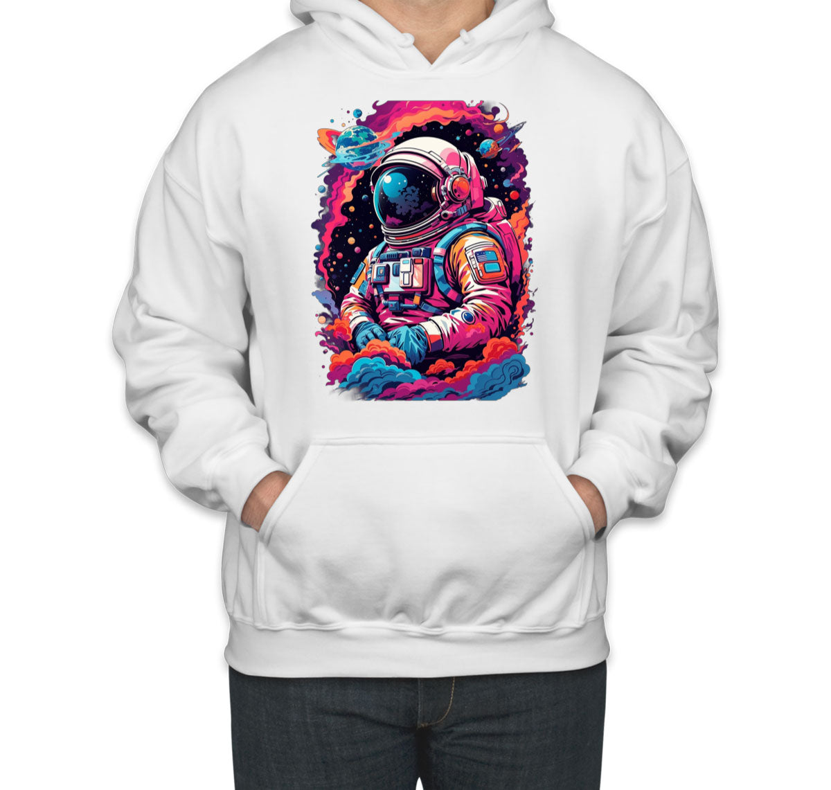 Illustration Colorful Astronaut in the Galaxy Unisex Hoodie