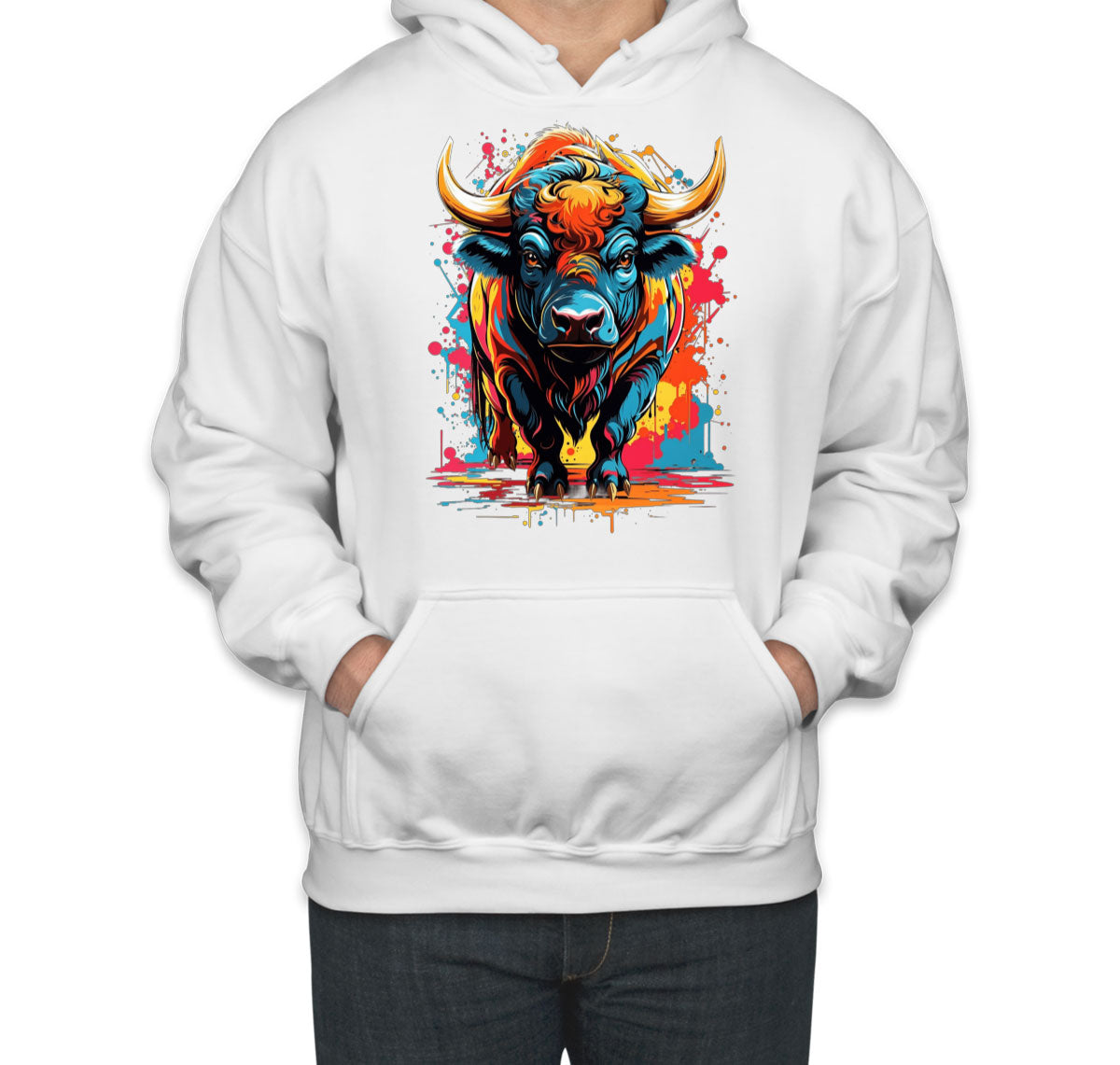 Illustration Colorful Bull Unisex Hoodie
