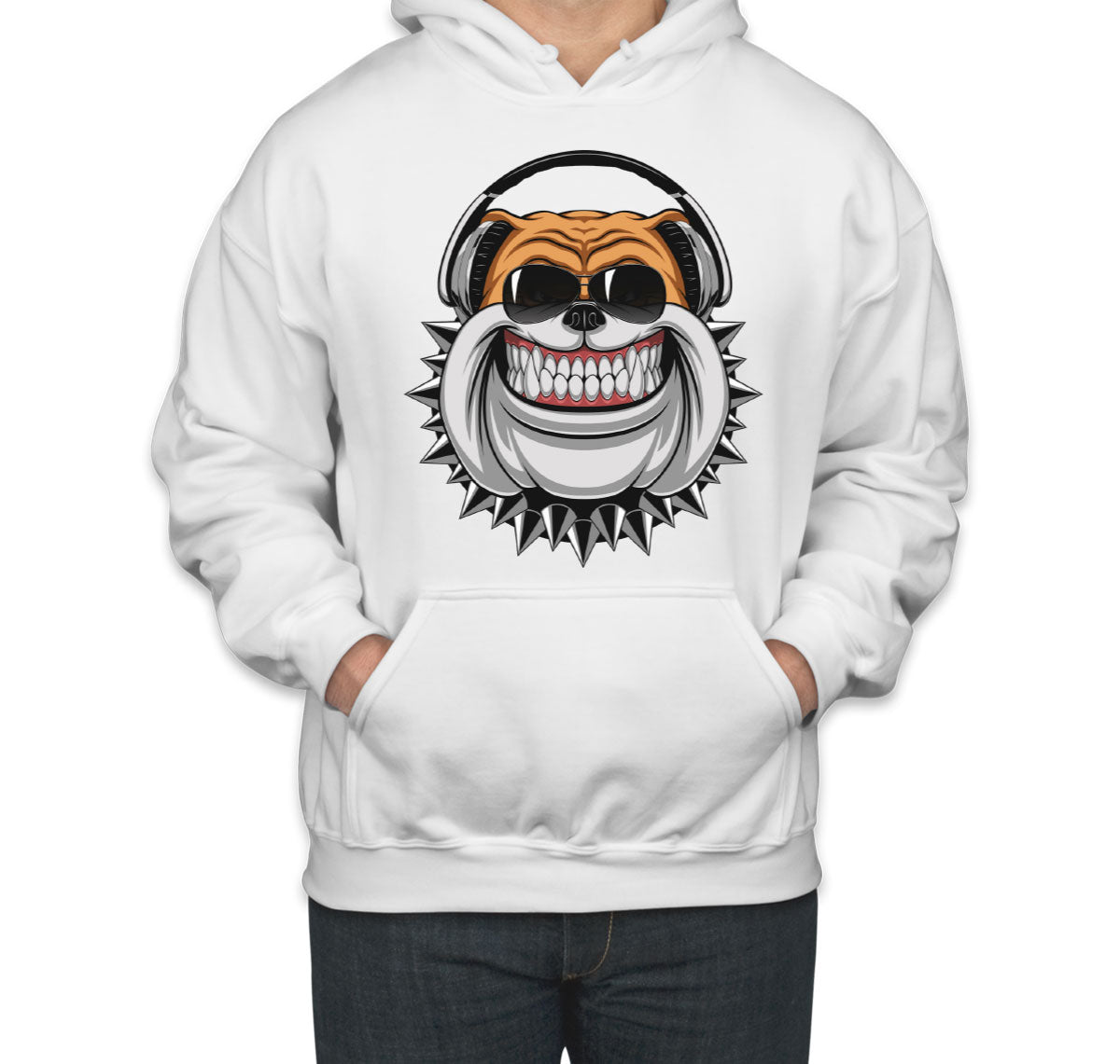 Bulldog With Headphone Cartoon Unisex Hoodie