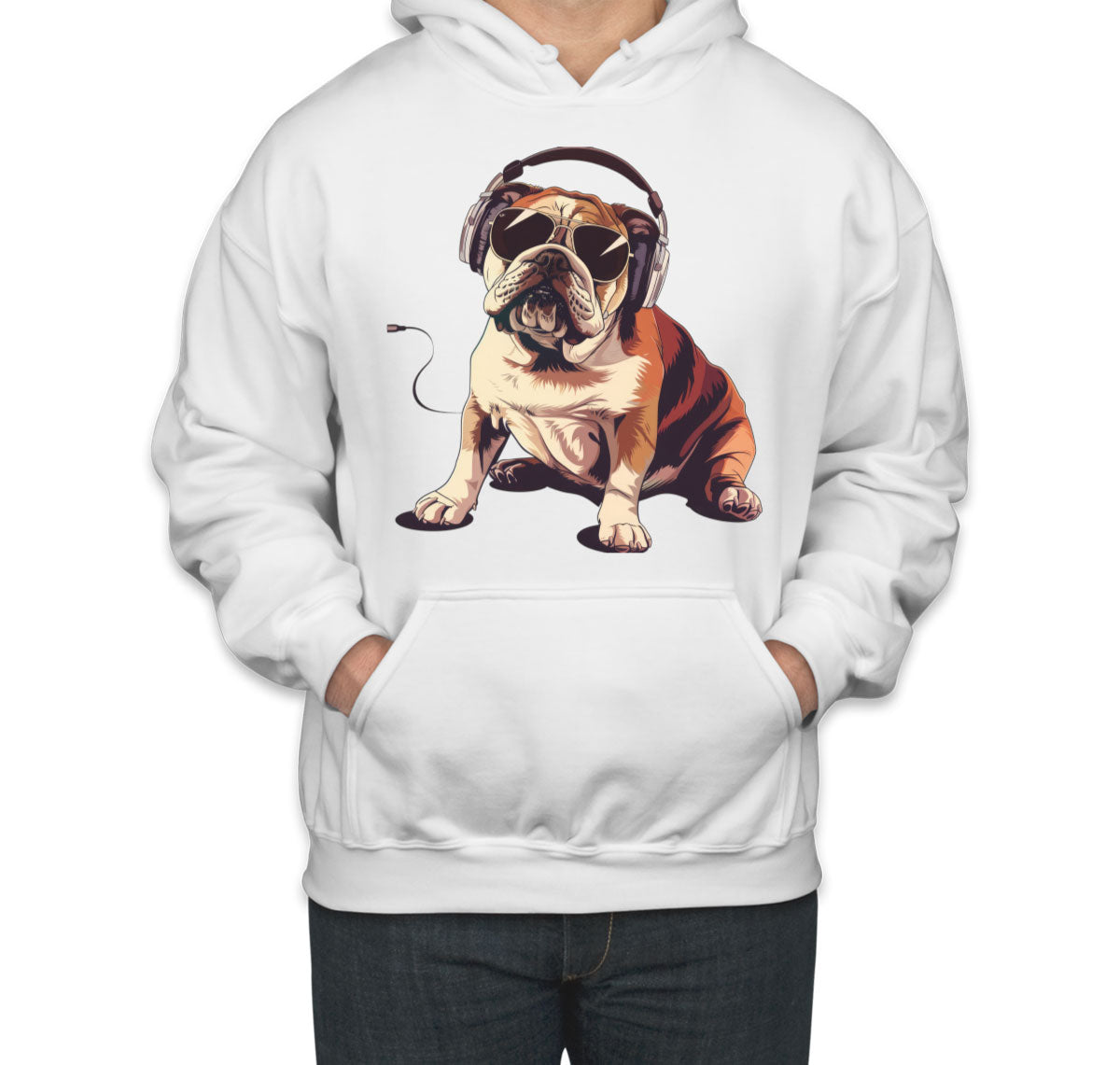 Bulldog With Headphone Unisex Hoodie