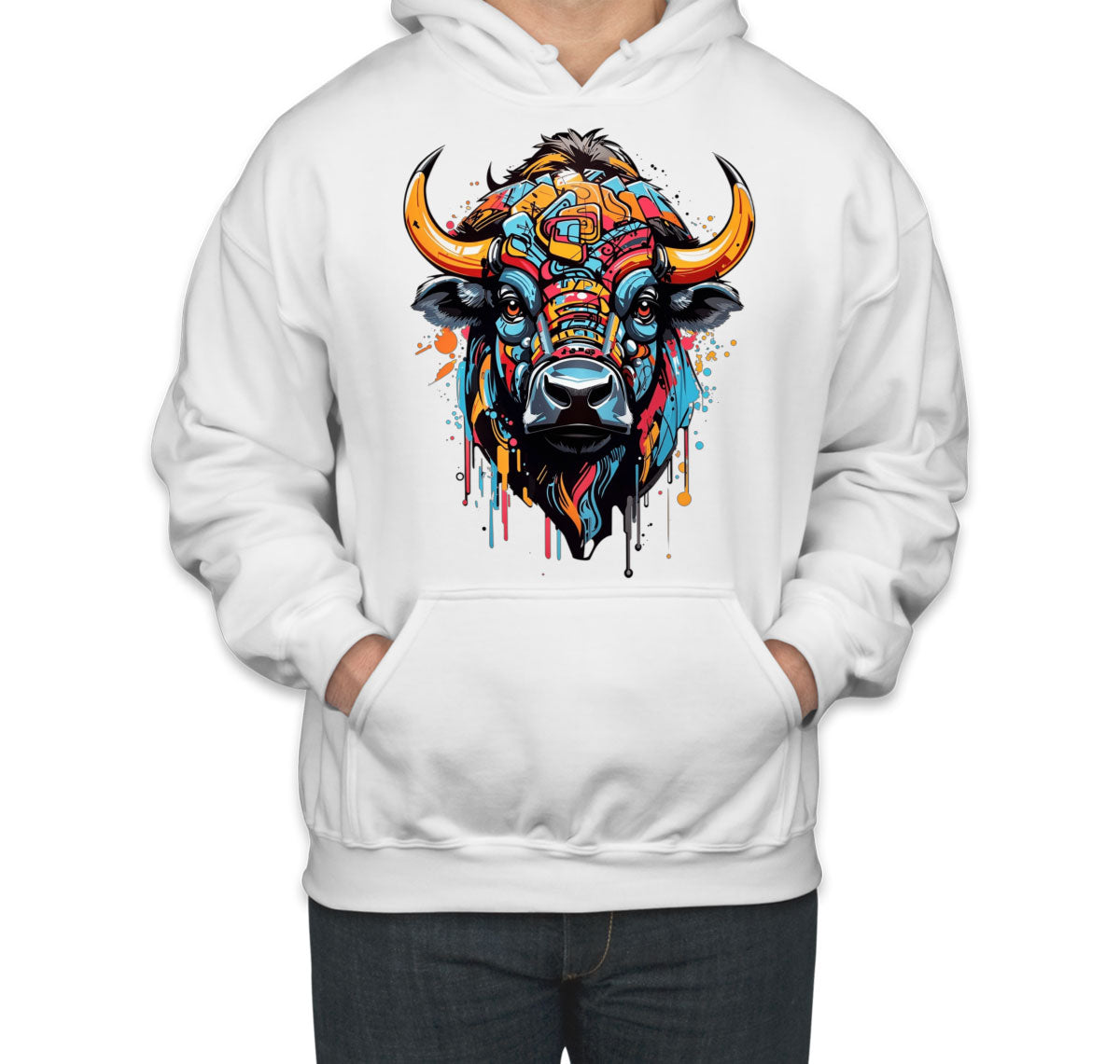 Illustration Colorful Bull head Unisex Hoodie
