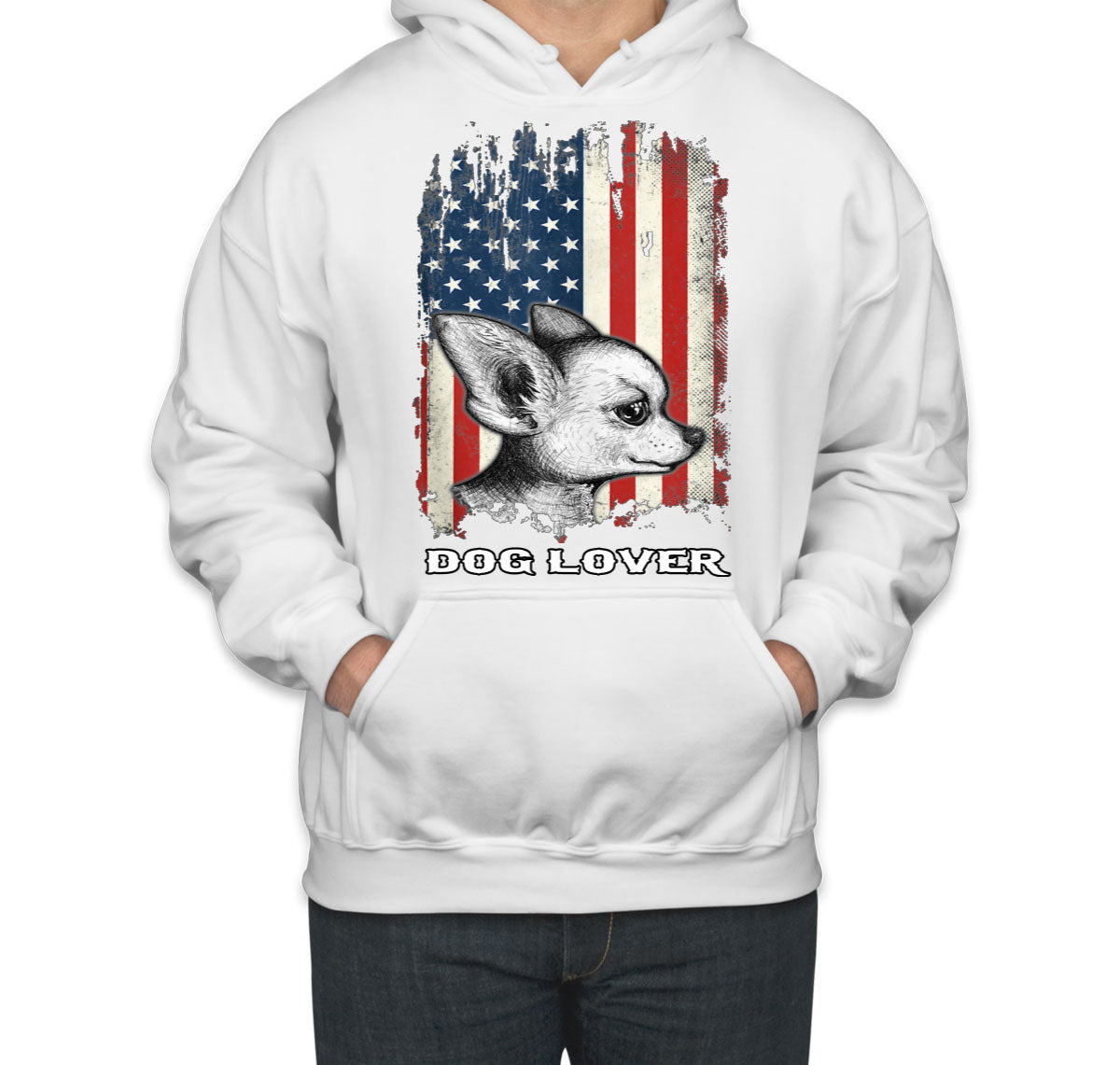 Chihuahua Dog Lover With American Flag Unisex Hoodie
