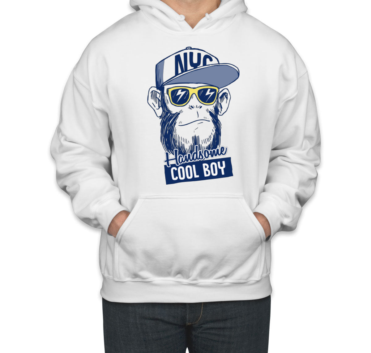 Handsome Cool Boy NYC Monkey Unisex Hoodie