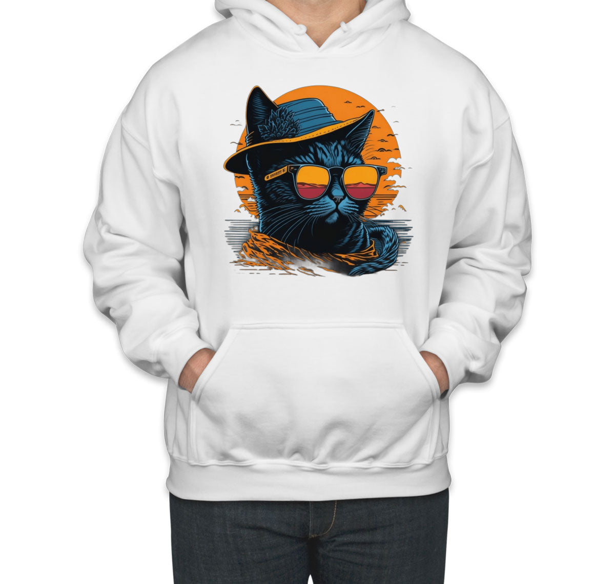 Cool Cat With Hat And Sunglasses Unisex Hoodie