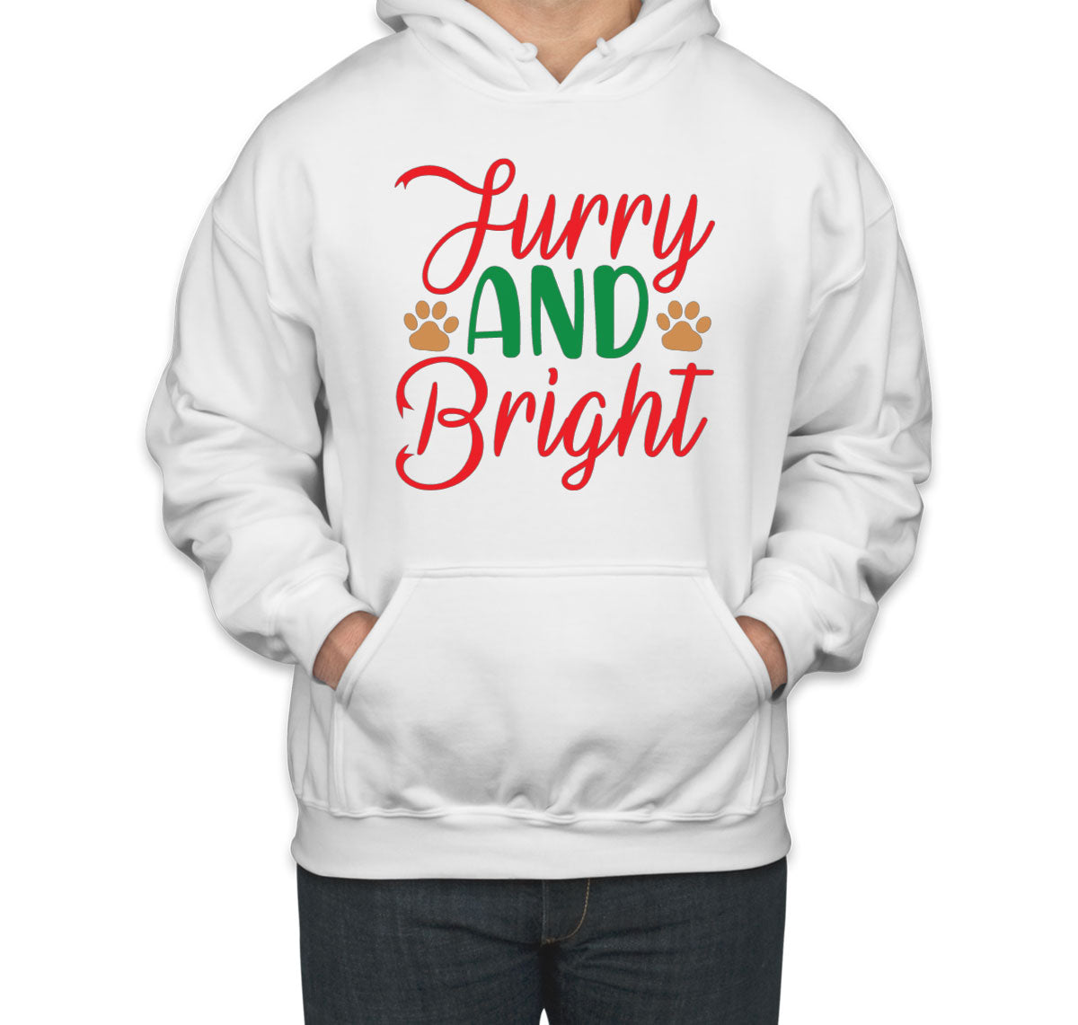 Furry And Bright Dog Paws Christmas Unisex Hoodie