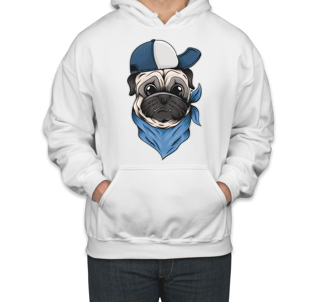 Pug Dog With Hat And Bandana Unisex Hoodie