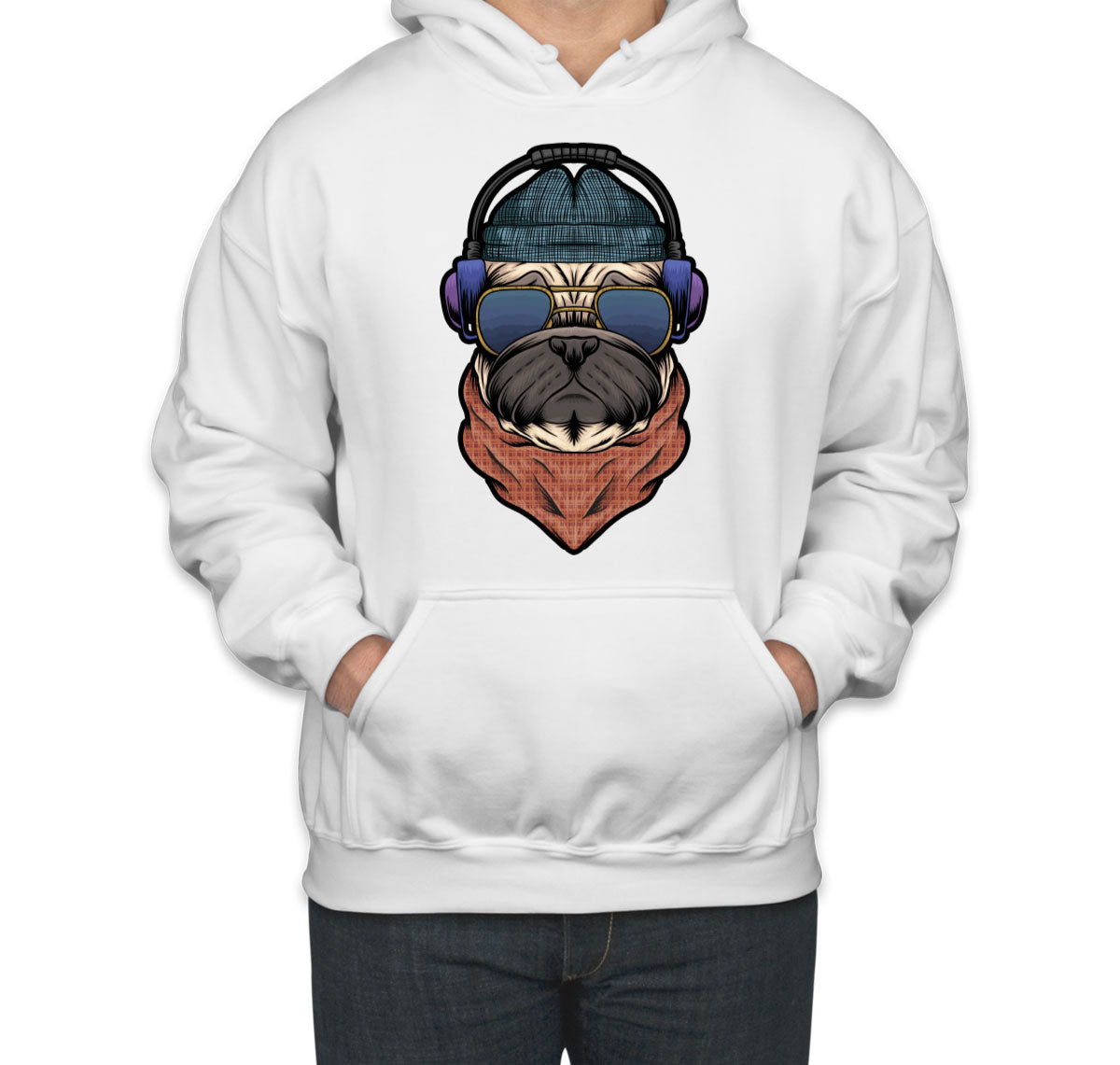Pug Dog With Headphone Unisex Hoodie
