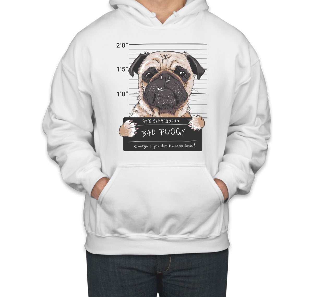Funny Pug Dog Mugshot Unisex Hoodie