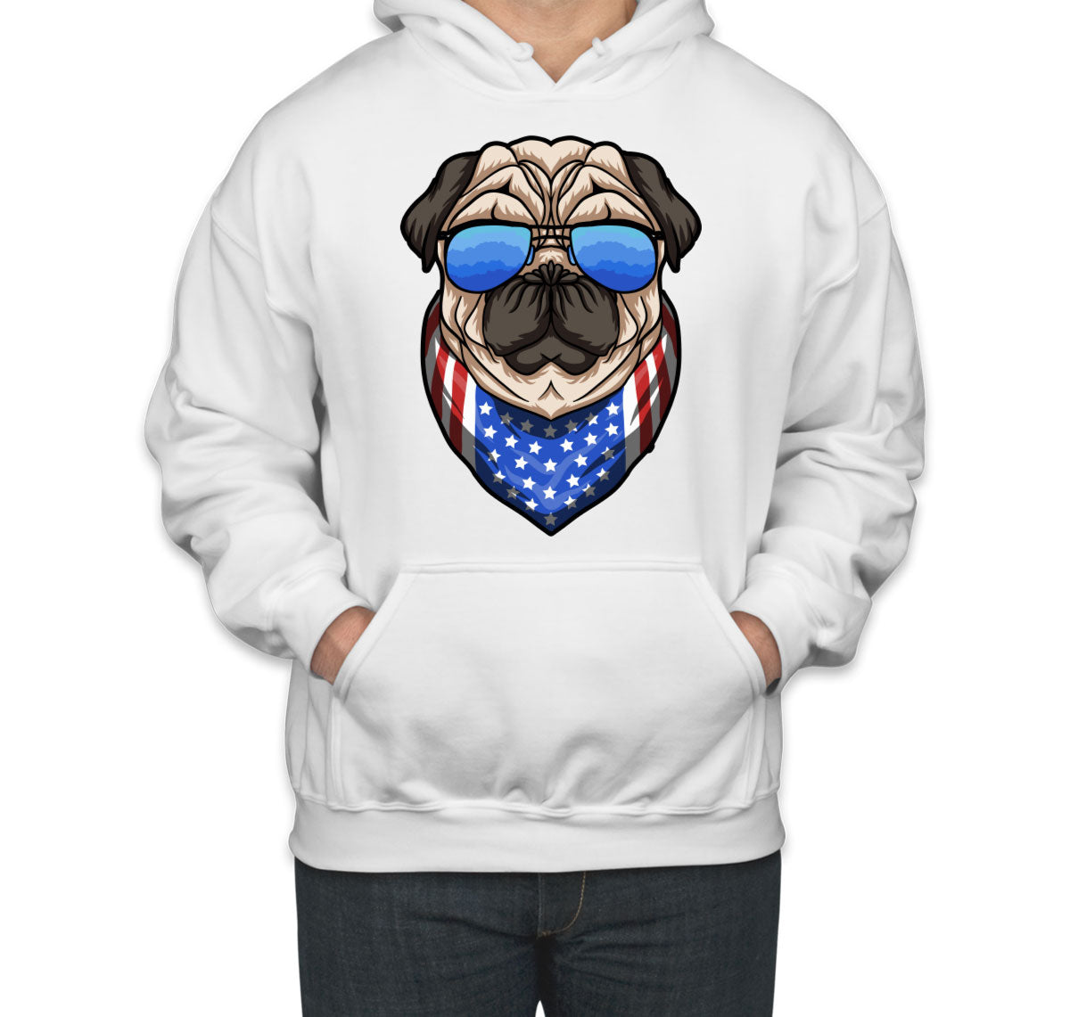 Pug Dog With Sunglasses And Bandana Unisex Hoodie