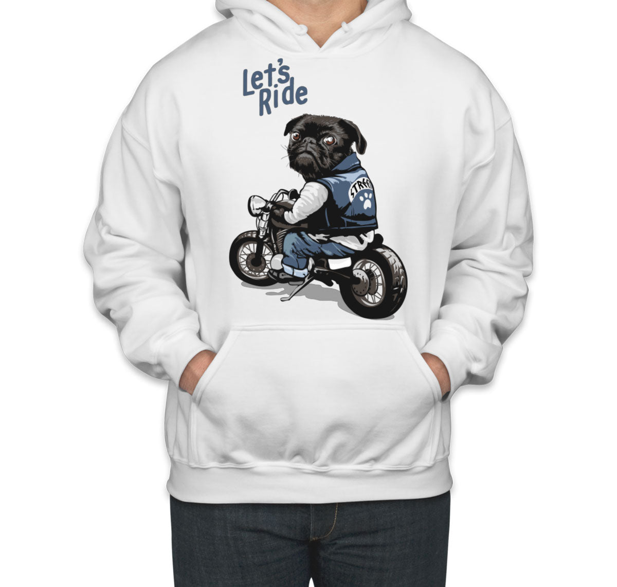Pug Dog Riding Motorcycle Unisex Hoodie
