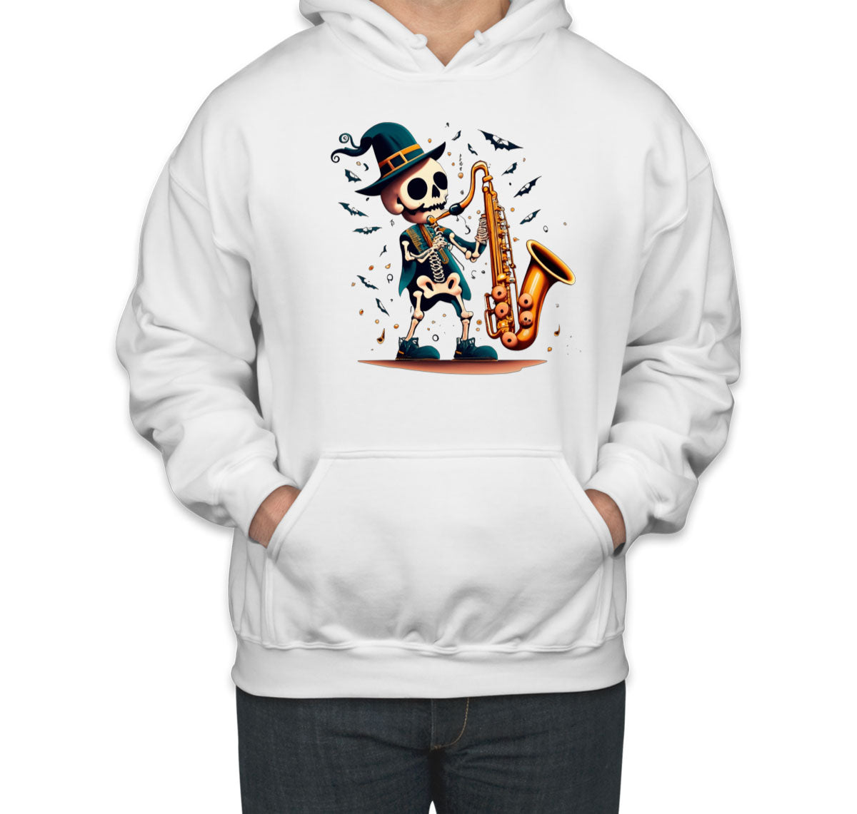 Skeleton Playing Saxophone Unisex Hoodie