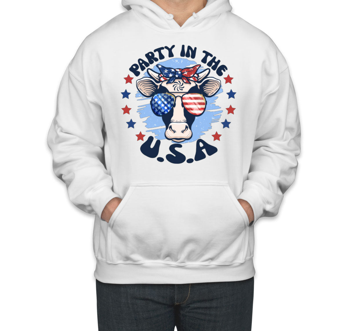 Party In The USA Patriotic American Cow Unisex Hoodie