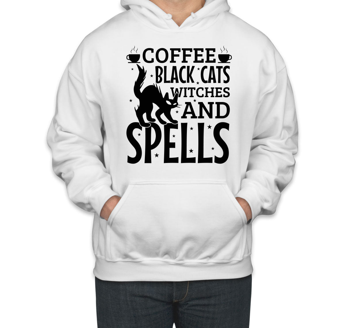 Coffee Black Cats Witches And Spells Halloween Unisex Hoodie