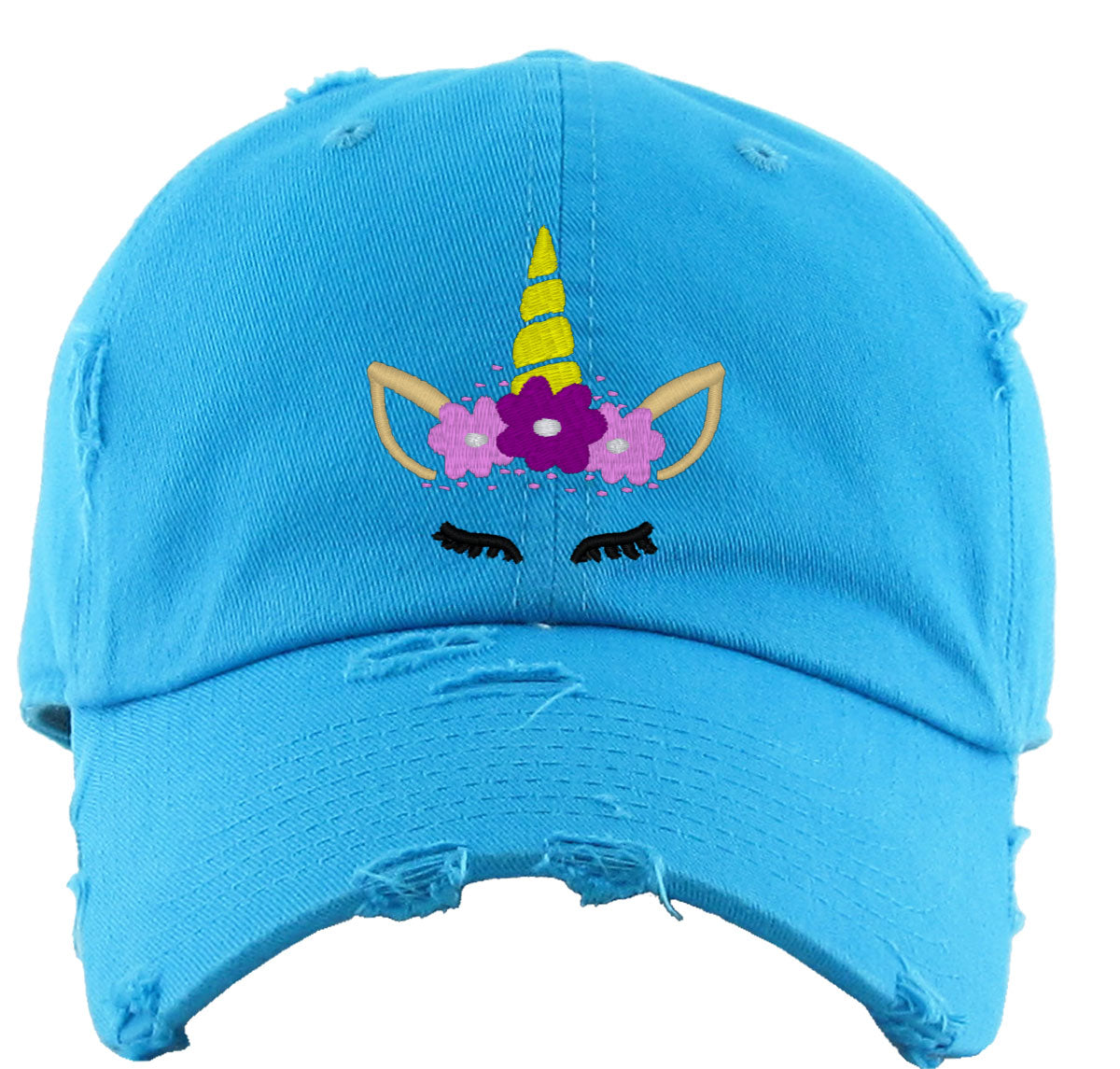 Unicorn Face With Flowers Vintage Baseball Cap