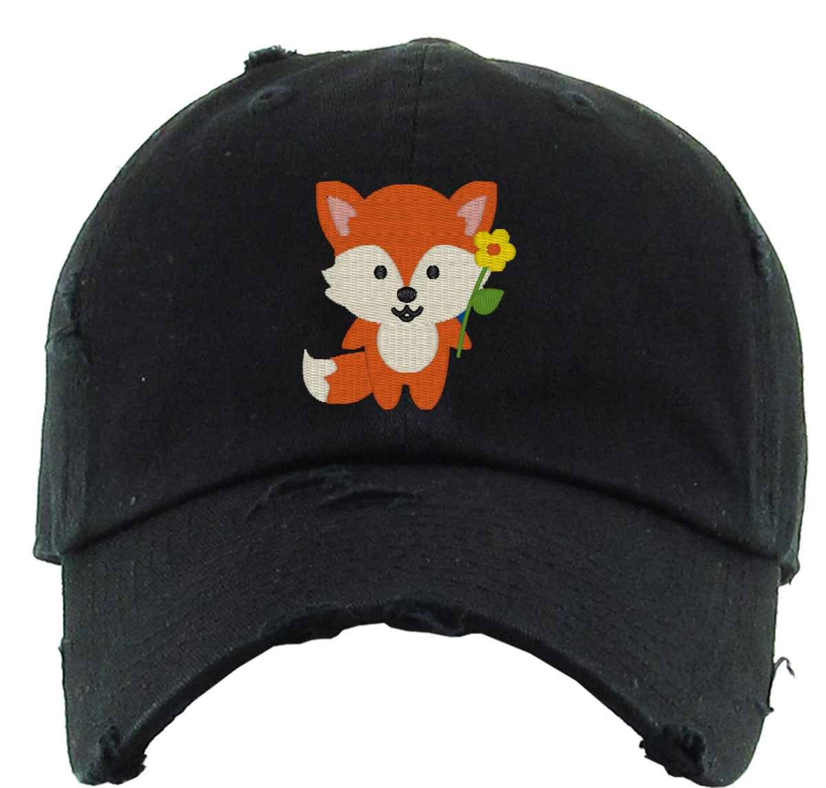 Cute Fox With Flower Vintage Baseball Cap