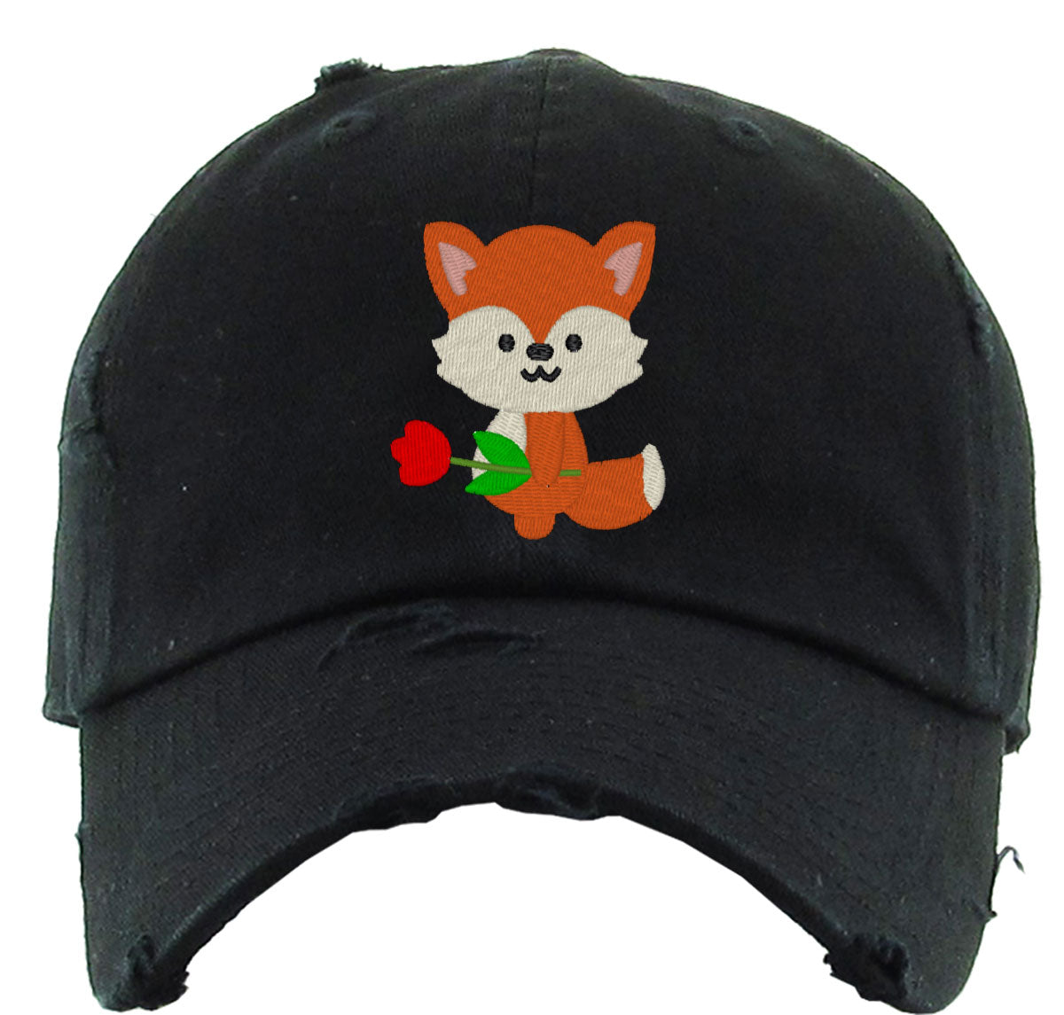 Cute Fox With Flower Vintage Baseball Cap