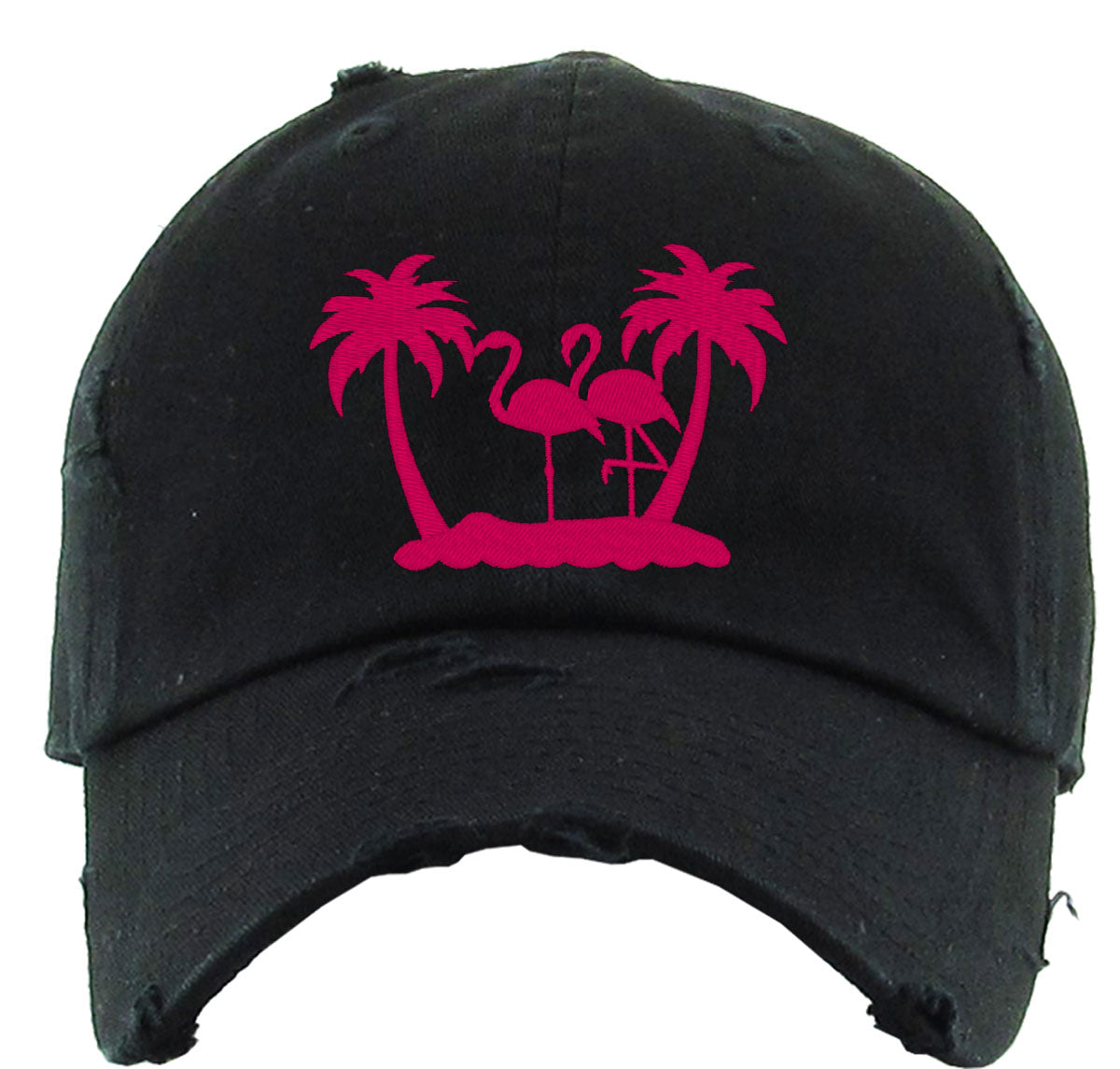Flamingo And Palm Trees Vintage Baseball Cap