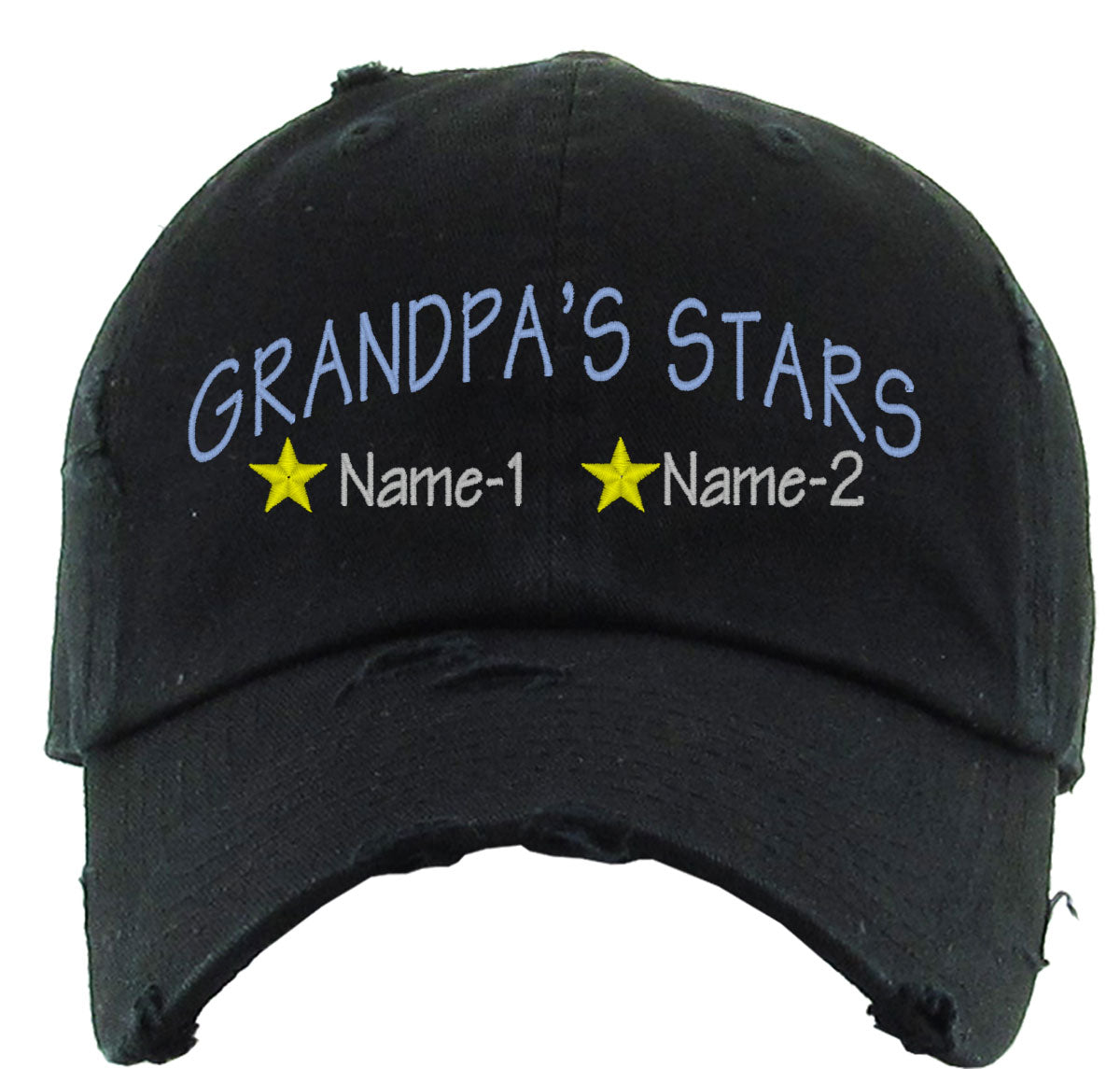 Grandpa's Stars Custom 2 Names Vintage Baseball Cap