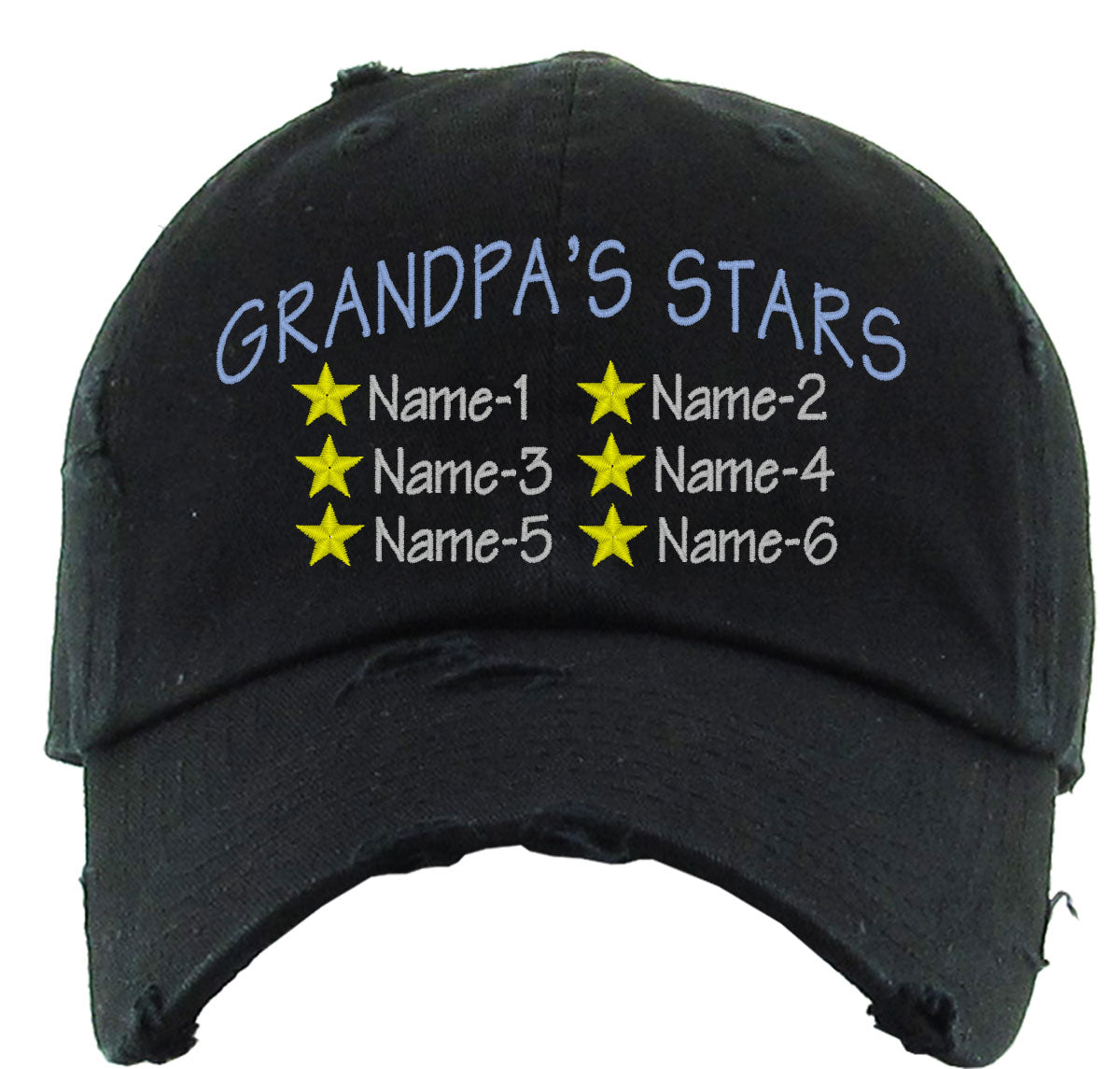 Grandpa's Stars Custom 6 Names Vintage Baseball Cap