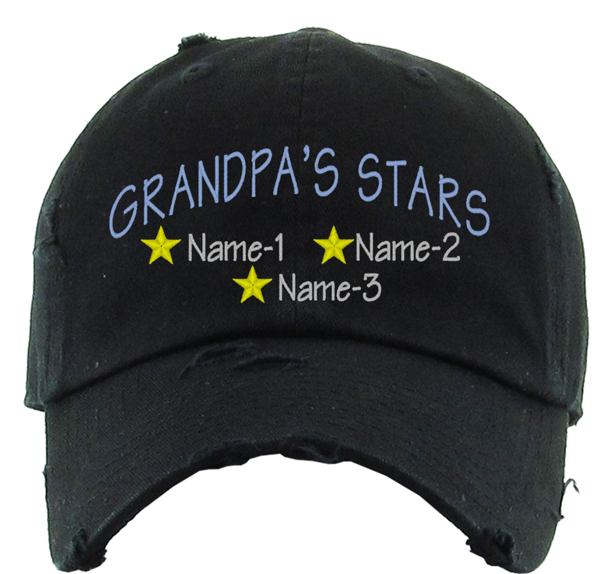 Grandpa's Stars Custom 3 Names Vintage Baseball Cap