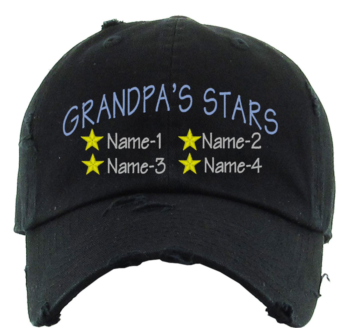 Grandpa's Stars Custom 4 Names Vintage Baseball Cap