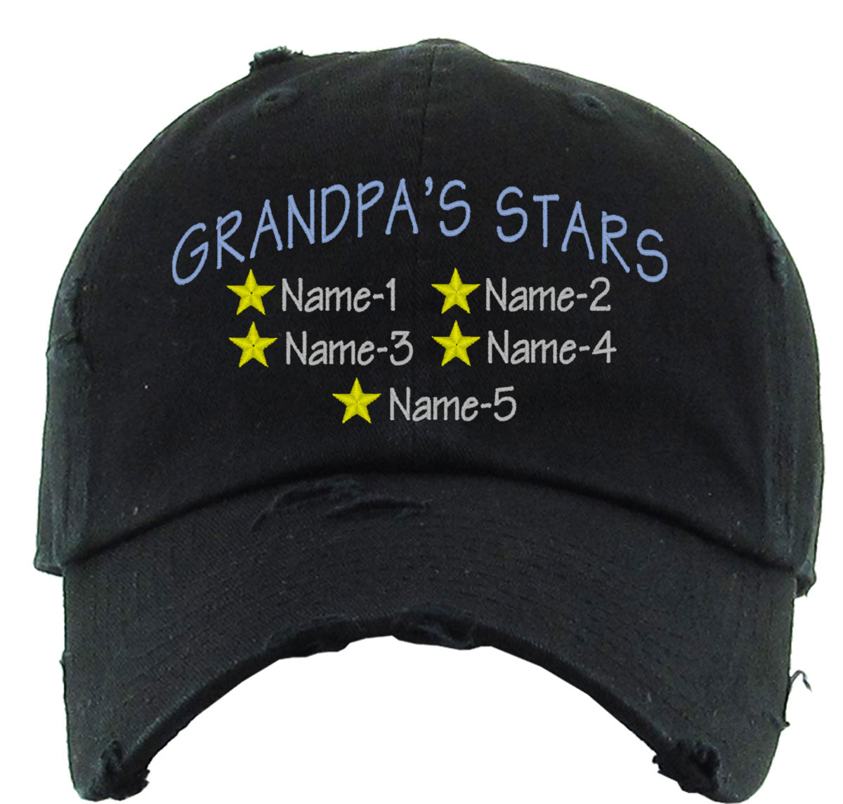 Grandpa's Stars Custom 5 Names Vintage Baseball Cap