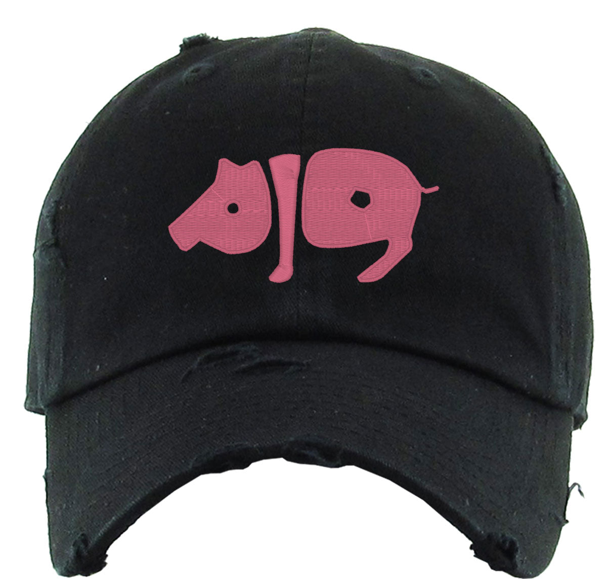 Pig Typography Vintage Baseball Cap