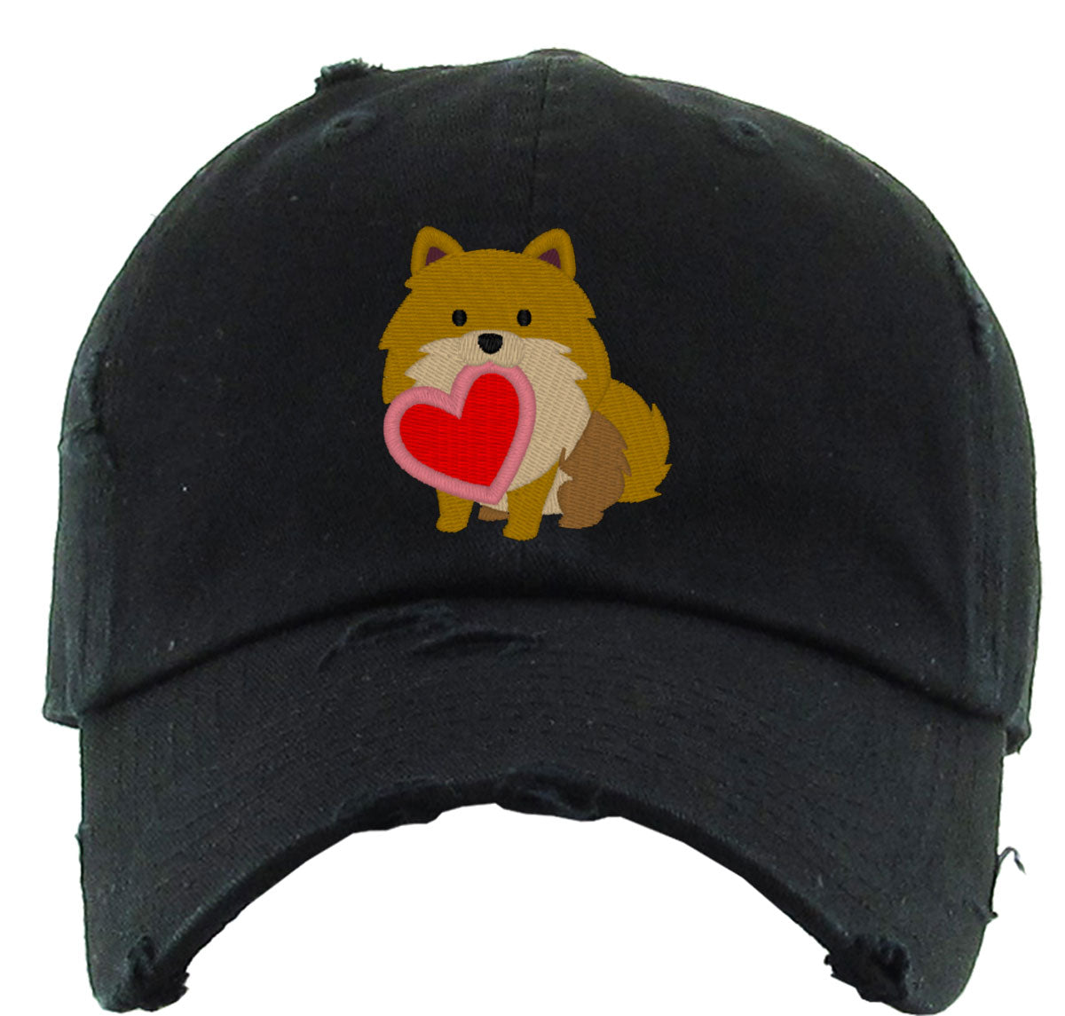 Pomeranian Puppy Dog Love Vintage Baseball Cap