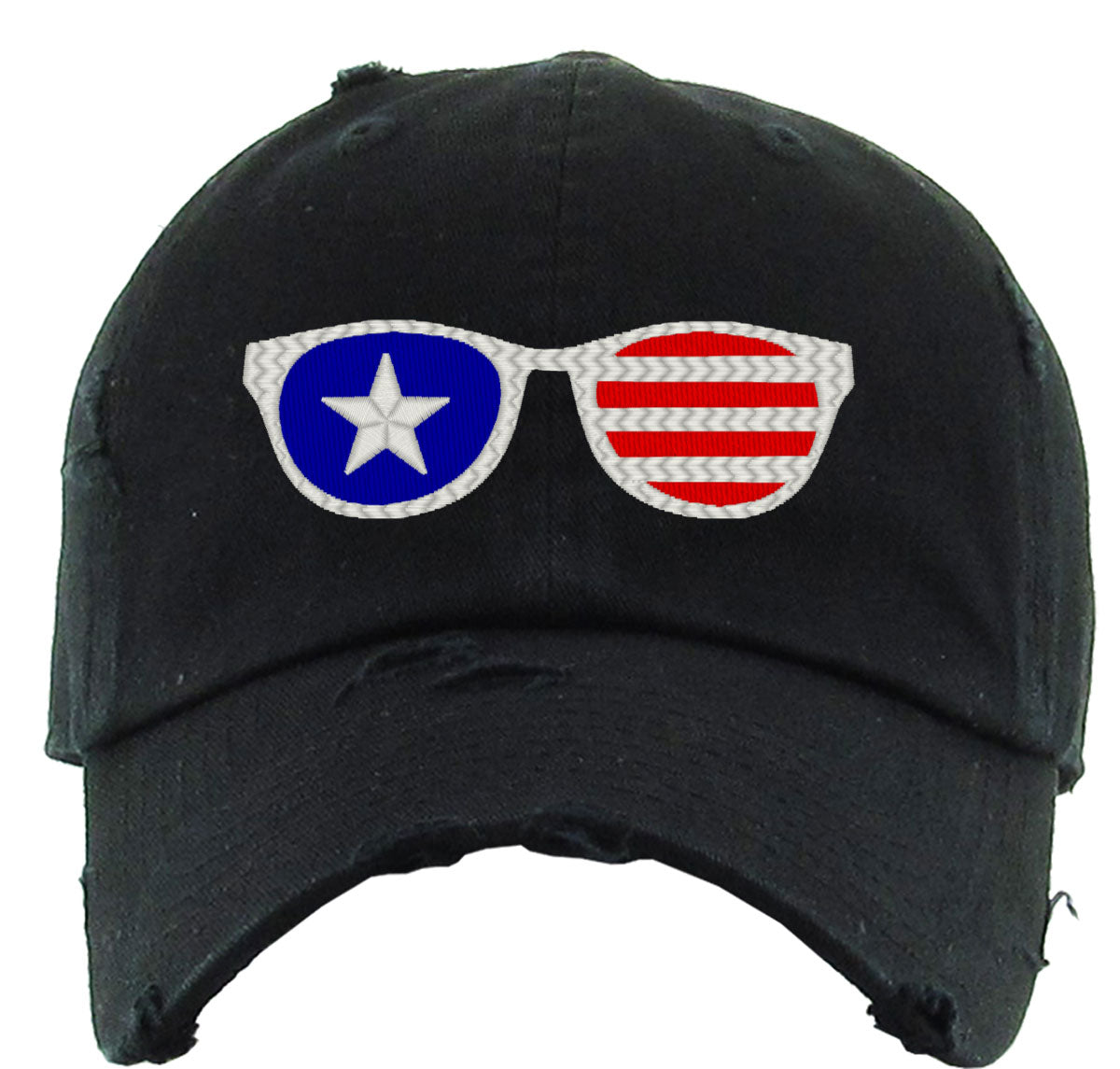 USA Flag Sunglasses Independence Day Patriotic Vintage Baseball Cap