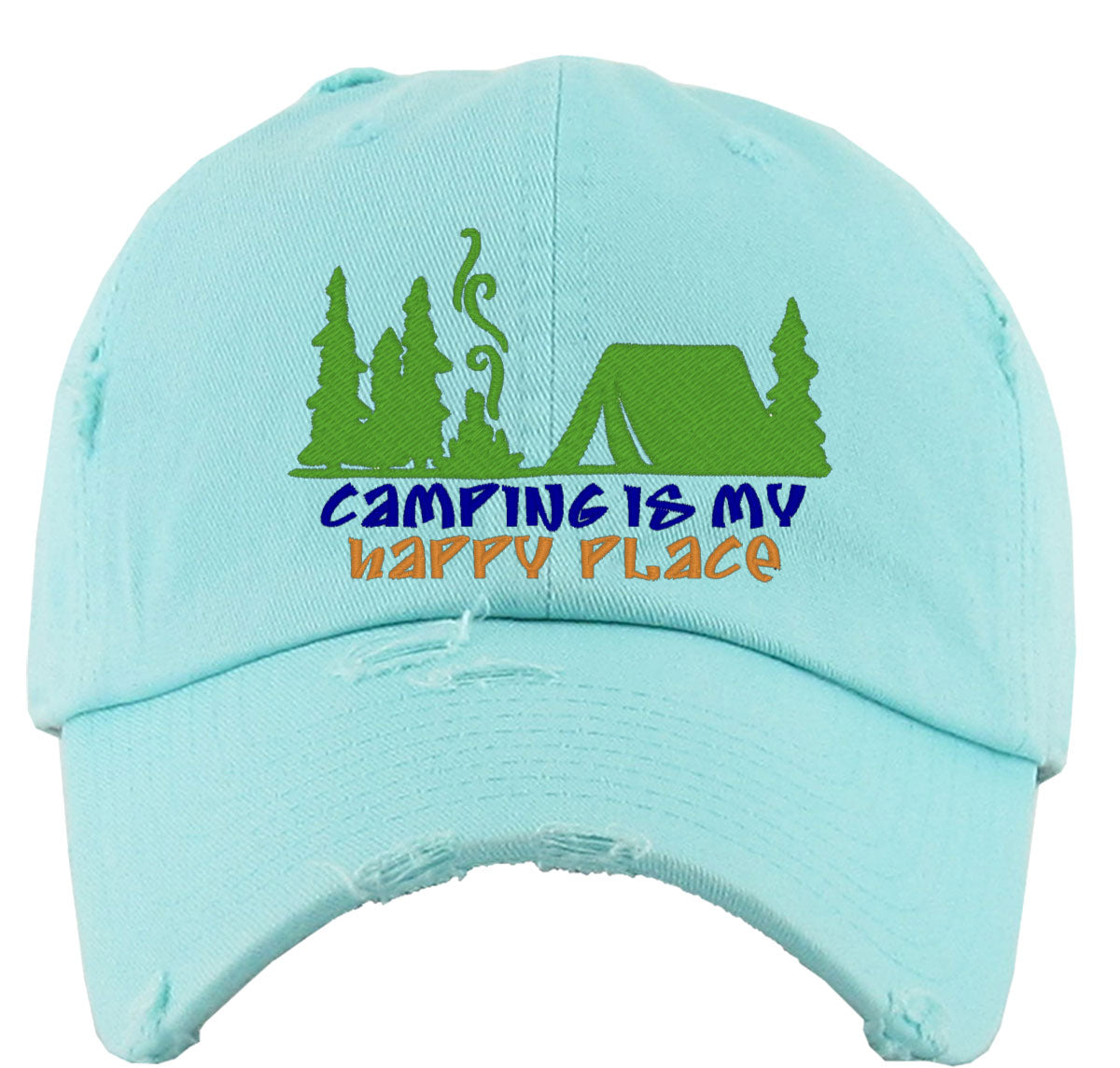 Camping Is My Happy Place Vintage Baseball Cap