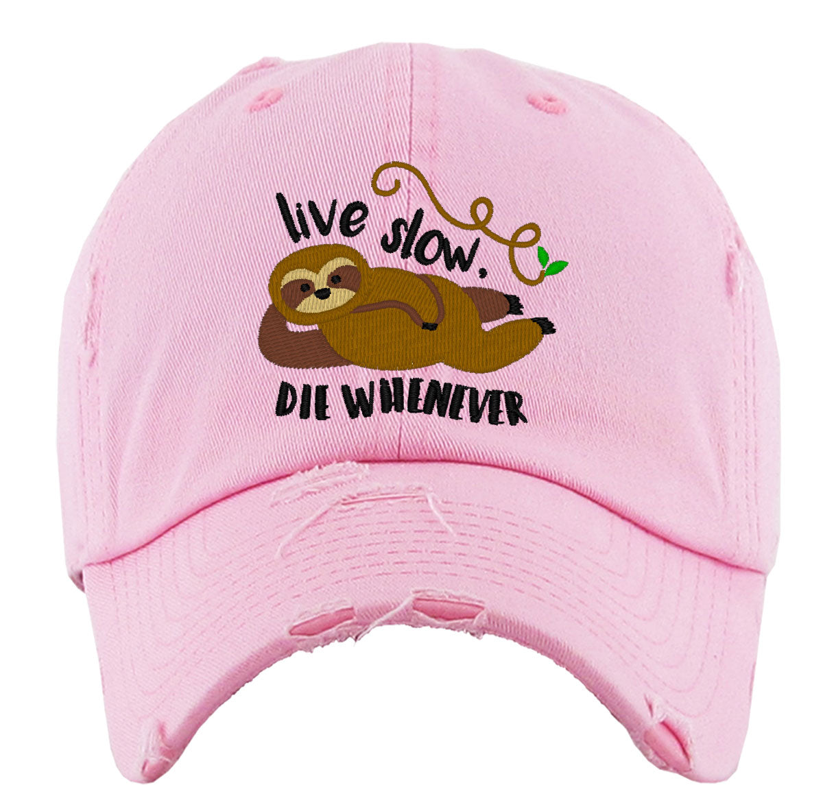 Live Slow Die Whenever Sloth Vintage Baseball Cap