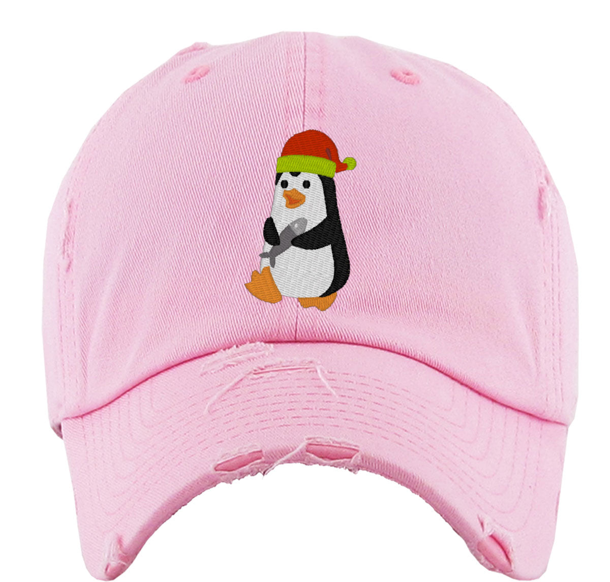 Penguin With Fish Vintage Baseball Cap