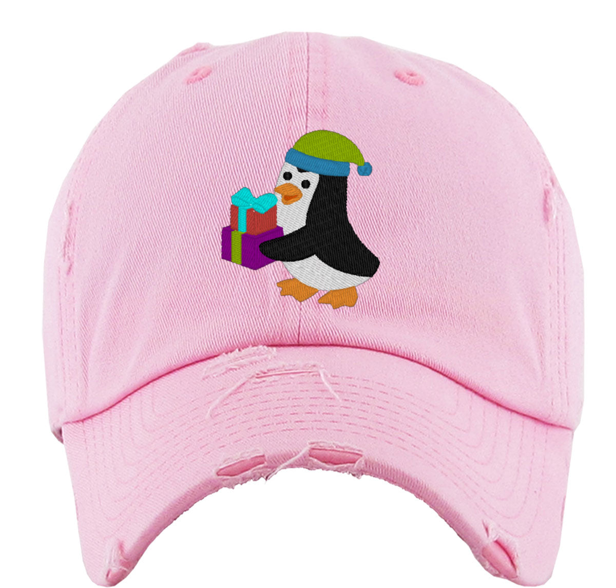 Cute Penguin With Gift Present Box Vintage Baseball Cap