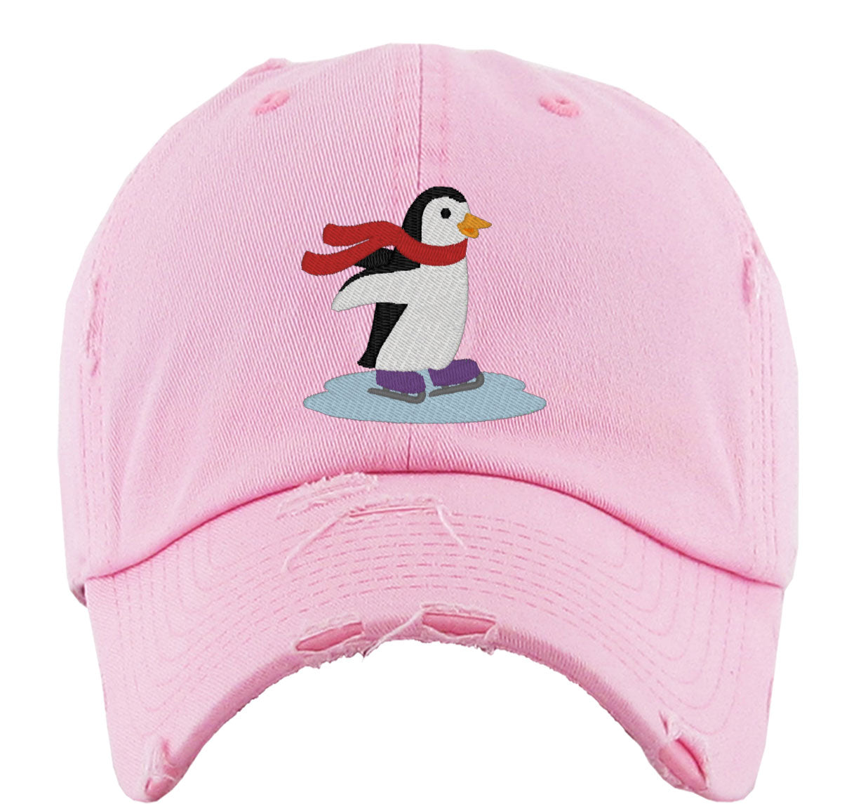 Penguin Ice Skating Vintage Baseball Cap