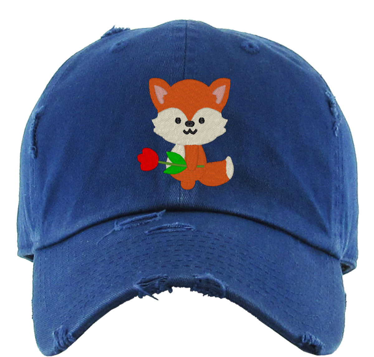Cute Fox With Flower Vintage Baseball Cap