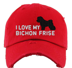 I Love My Bichon Frise Dog Vintage Baseball Cap