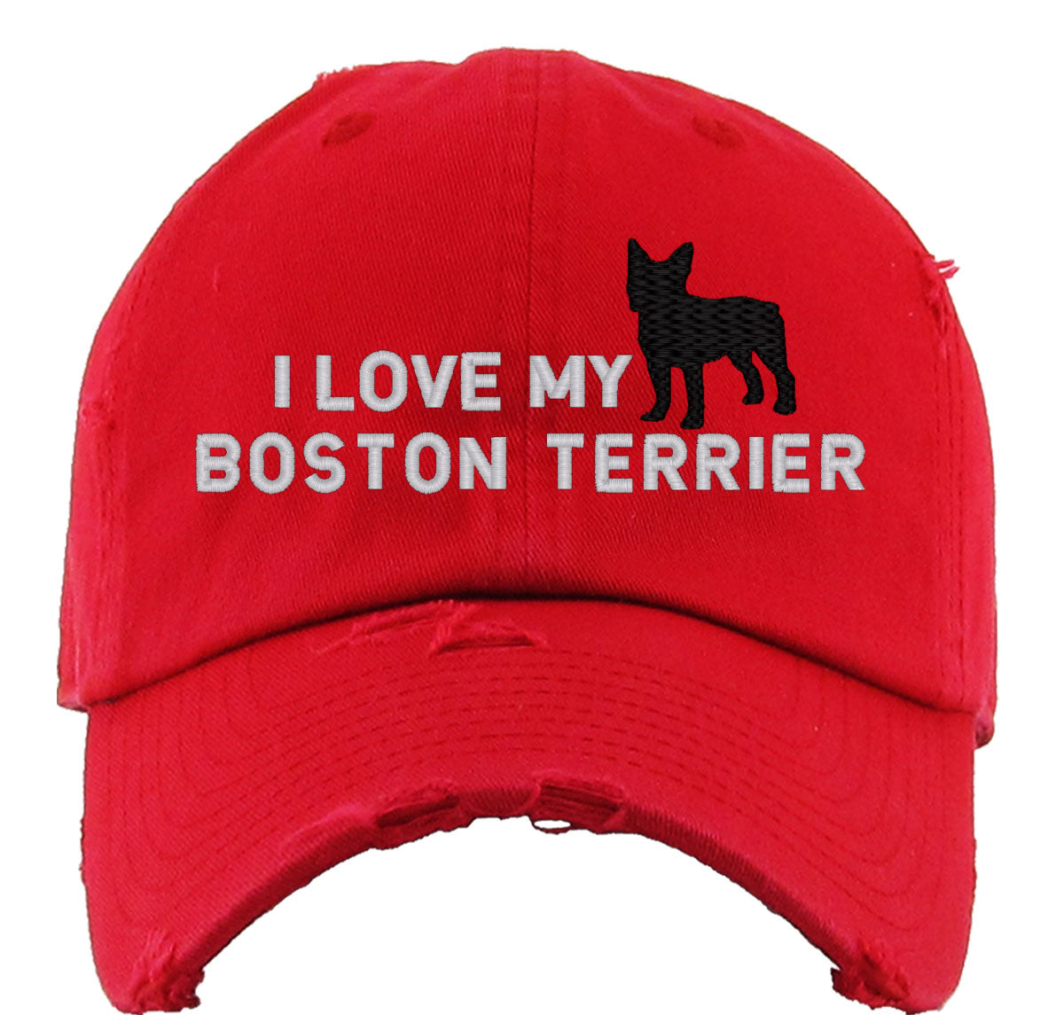 I Love My Boston Terrier Dog Vintage Baseball Cap