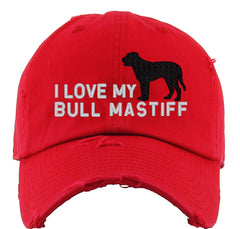 I Love My Bull Mastiff Dog Vintage Baseball Cap